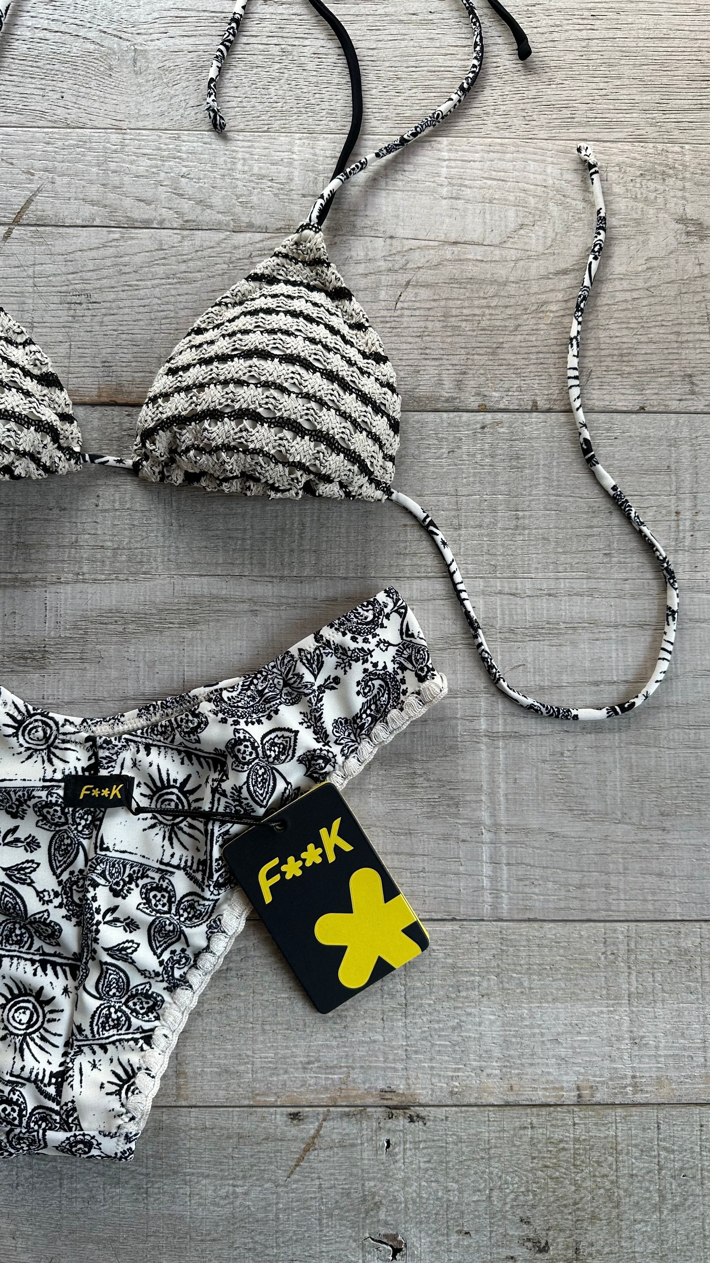 Triangolo Bandana e crochet Bianco
