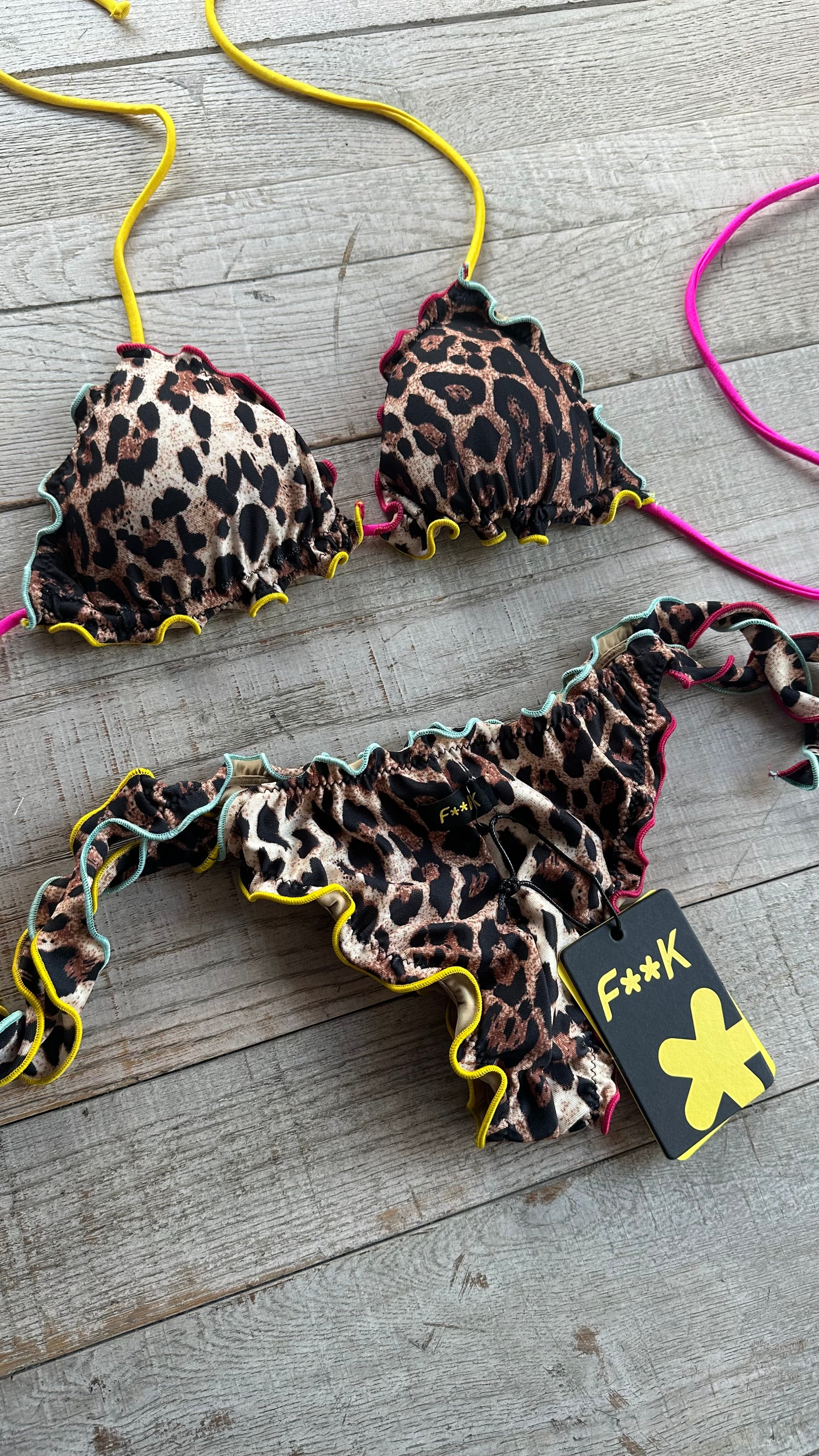 Triangolo Sbambolato Frou Frou Leopardato lacci multicolor