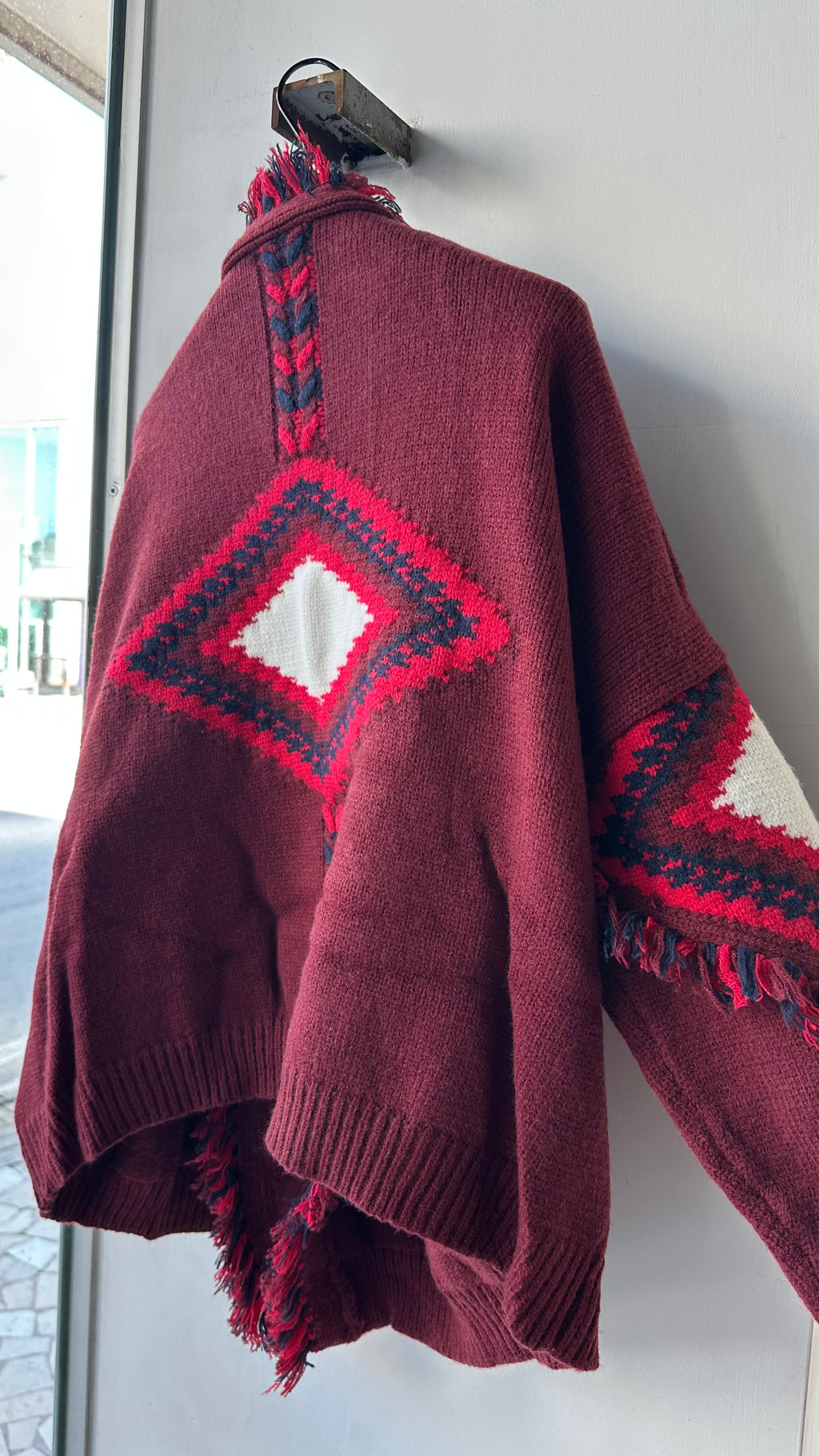 Cardigan Long Azteco Rosso Bordeaux