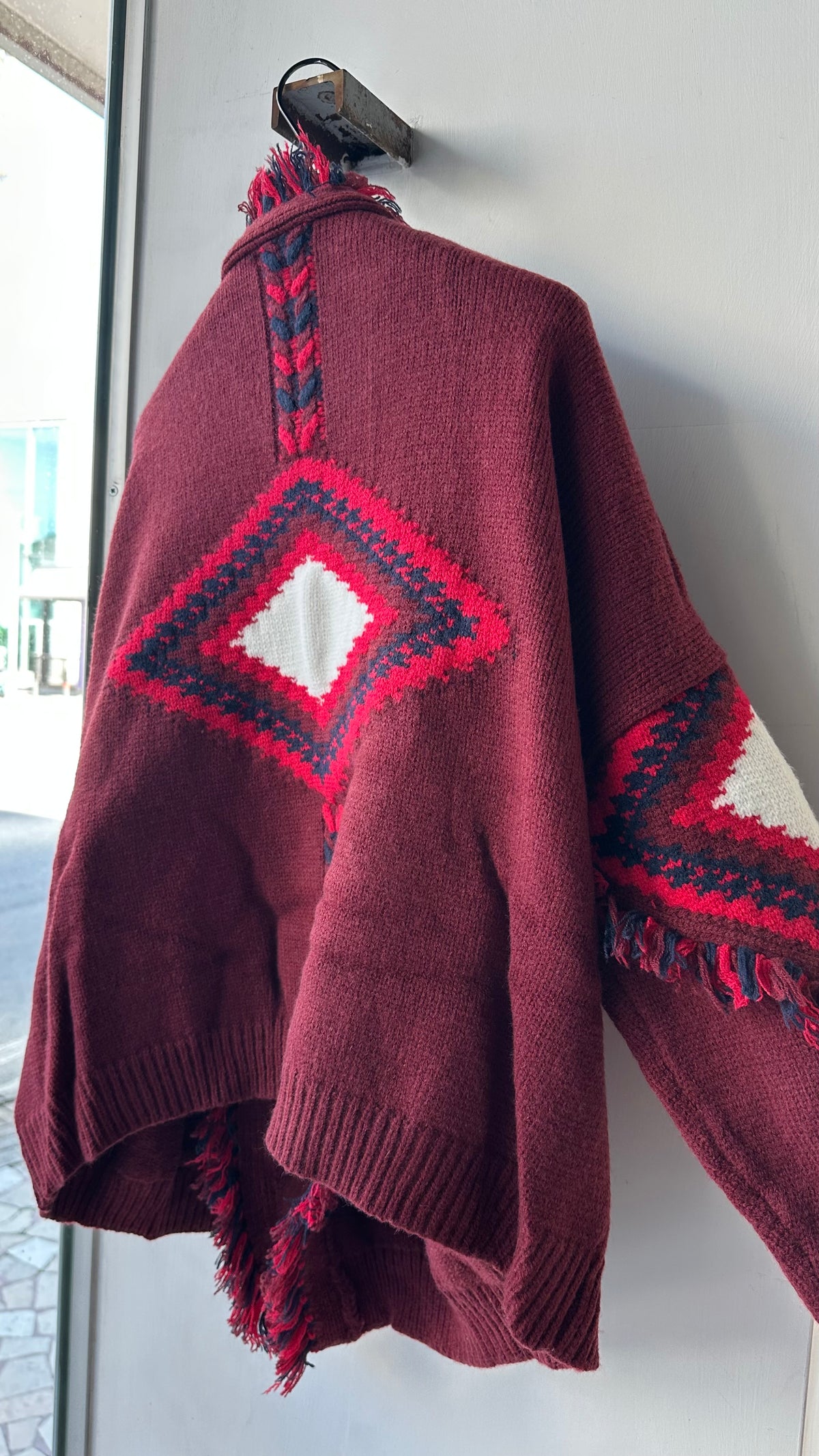 Cardigan Long Azteco Rosso Bordeaux