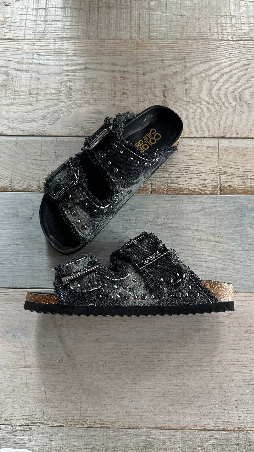 Sandalo In denim Nero e Strass