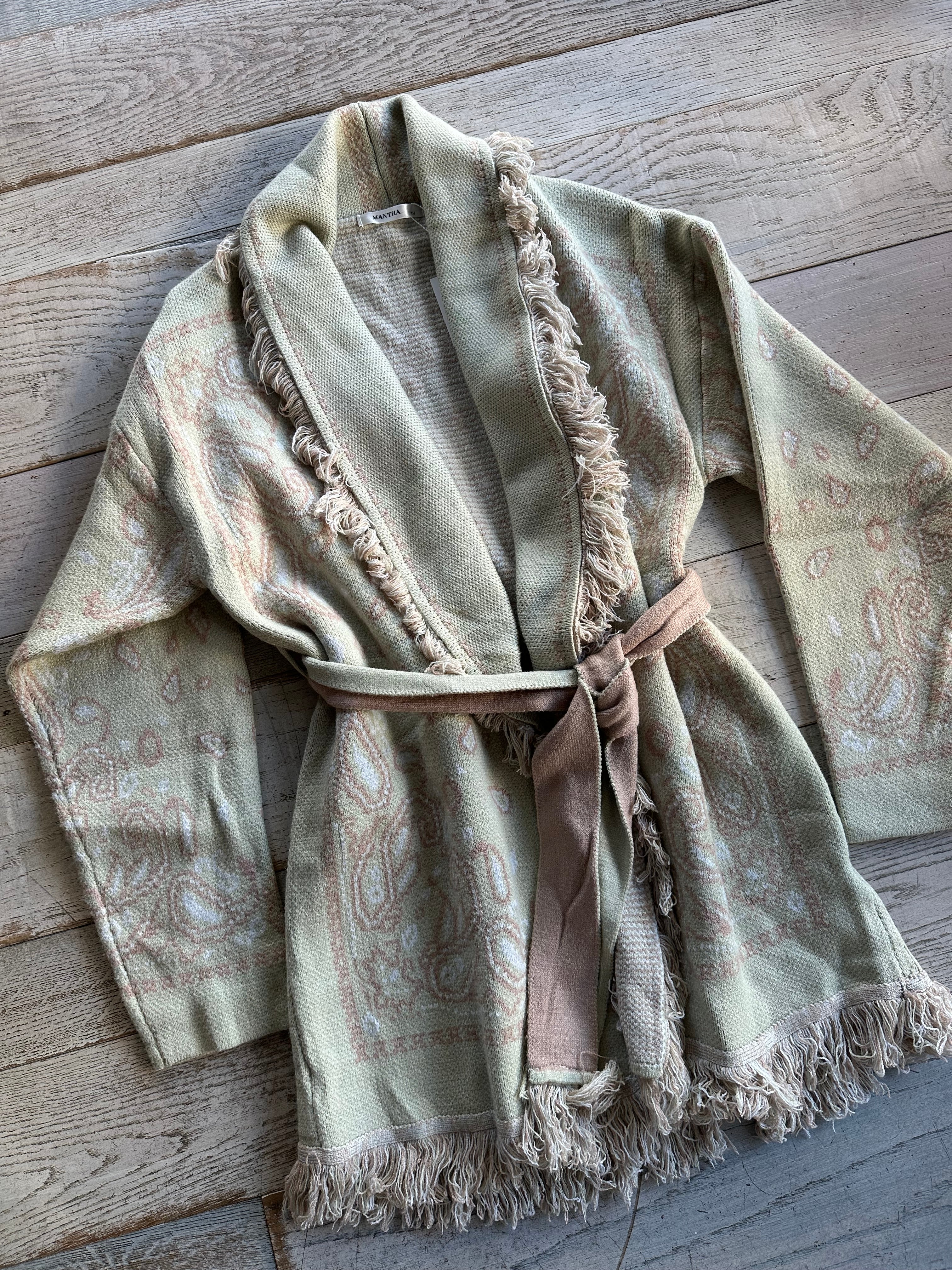 Cardigan Bandana Verde Salvia