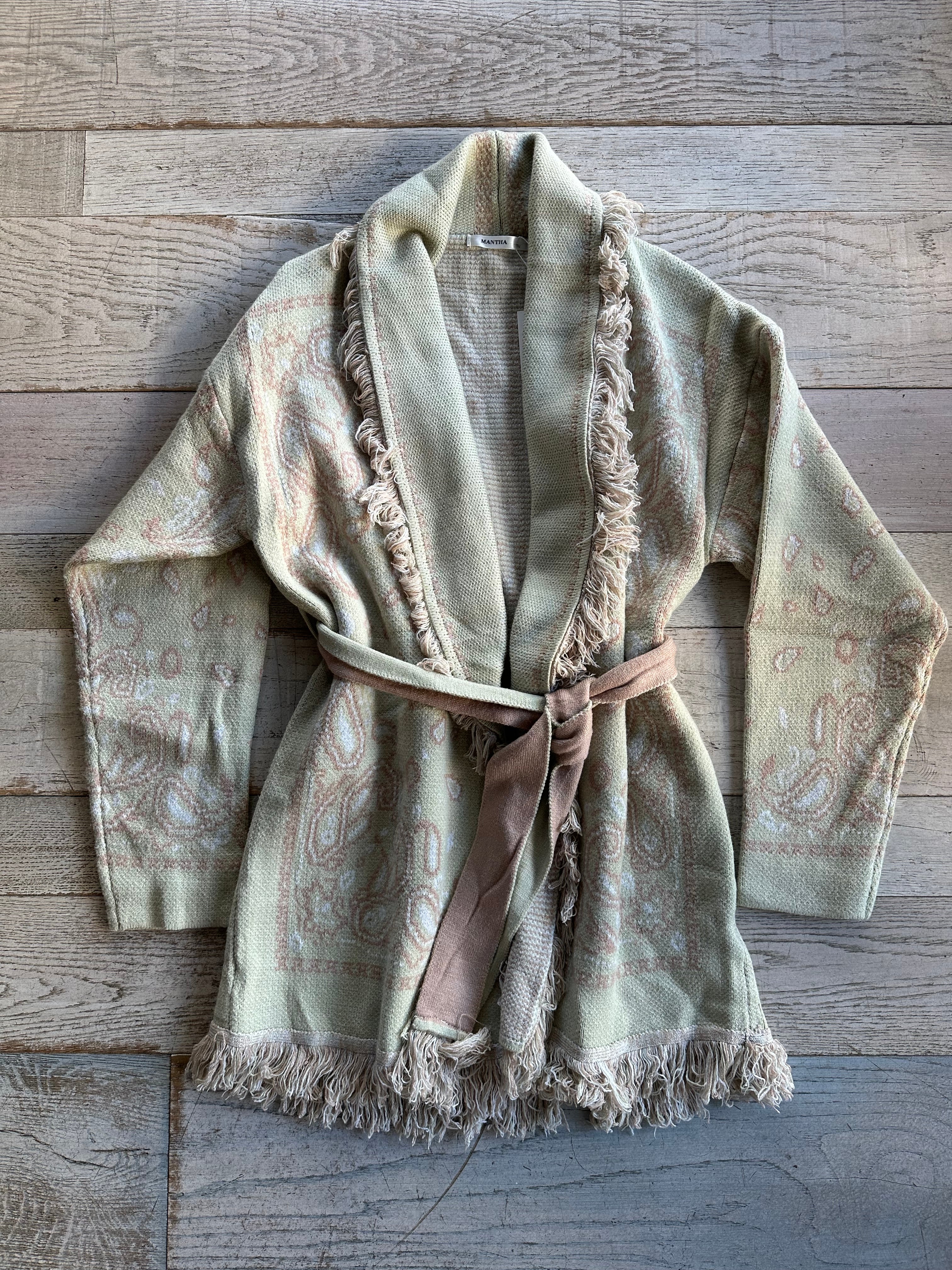 Cardigan Bandana Verde Salvia