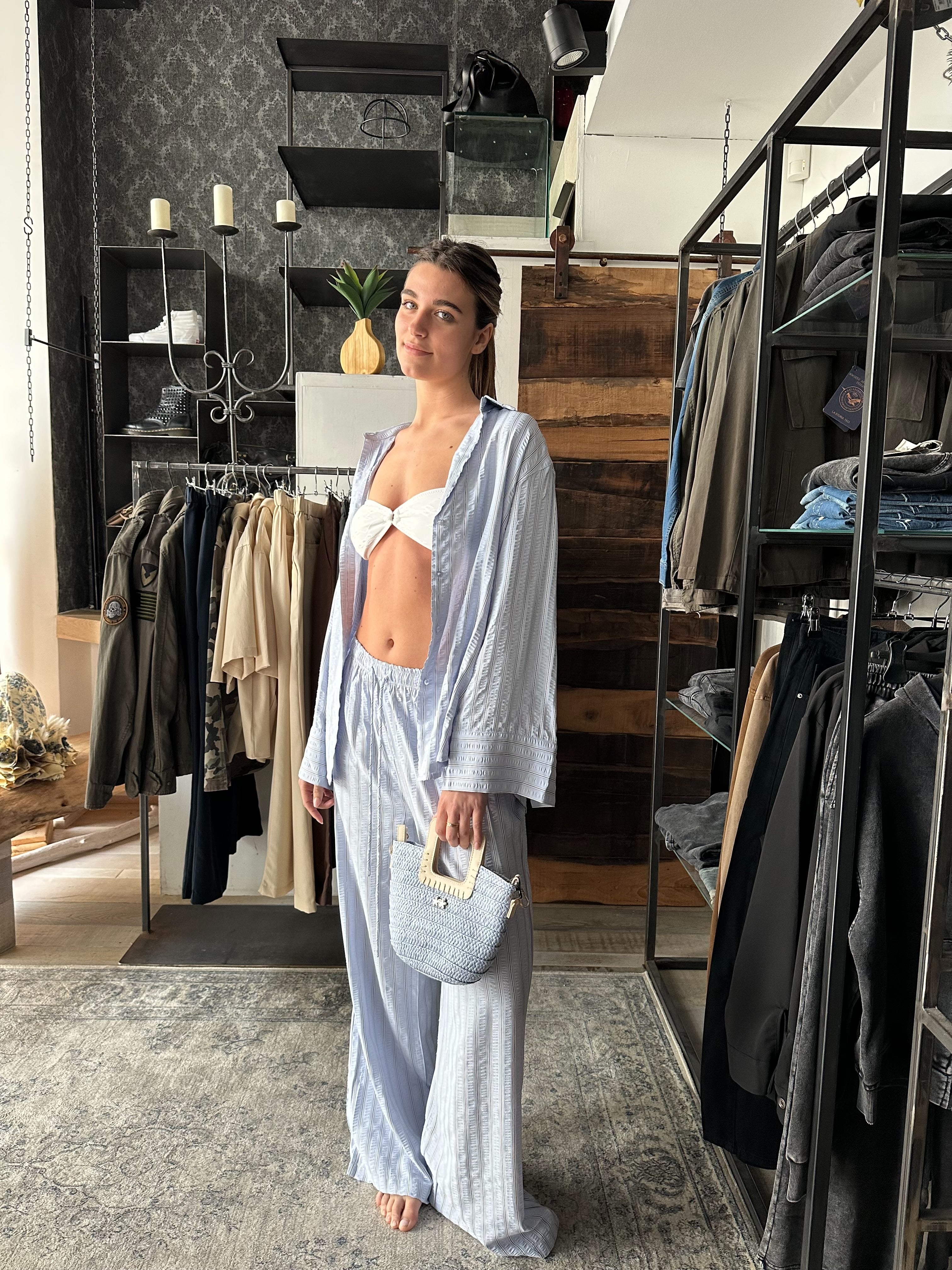 Pantalone righe in cotone