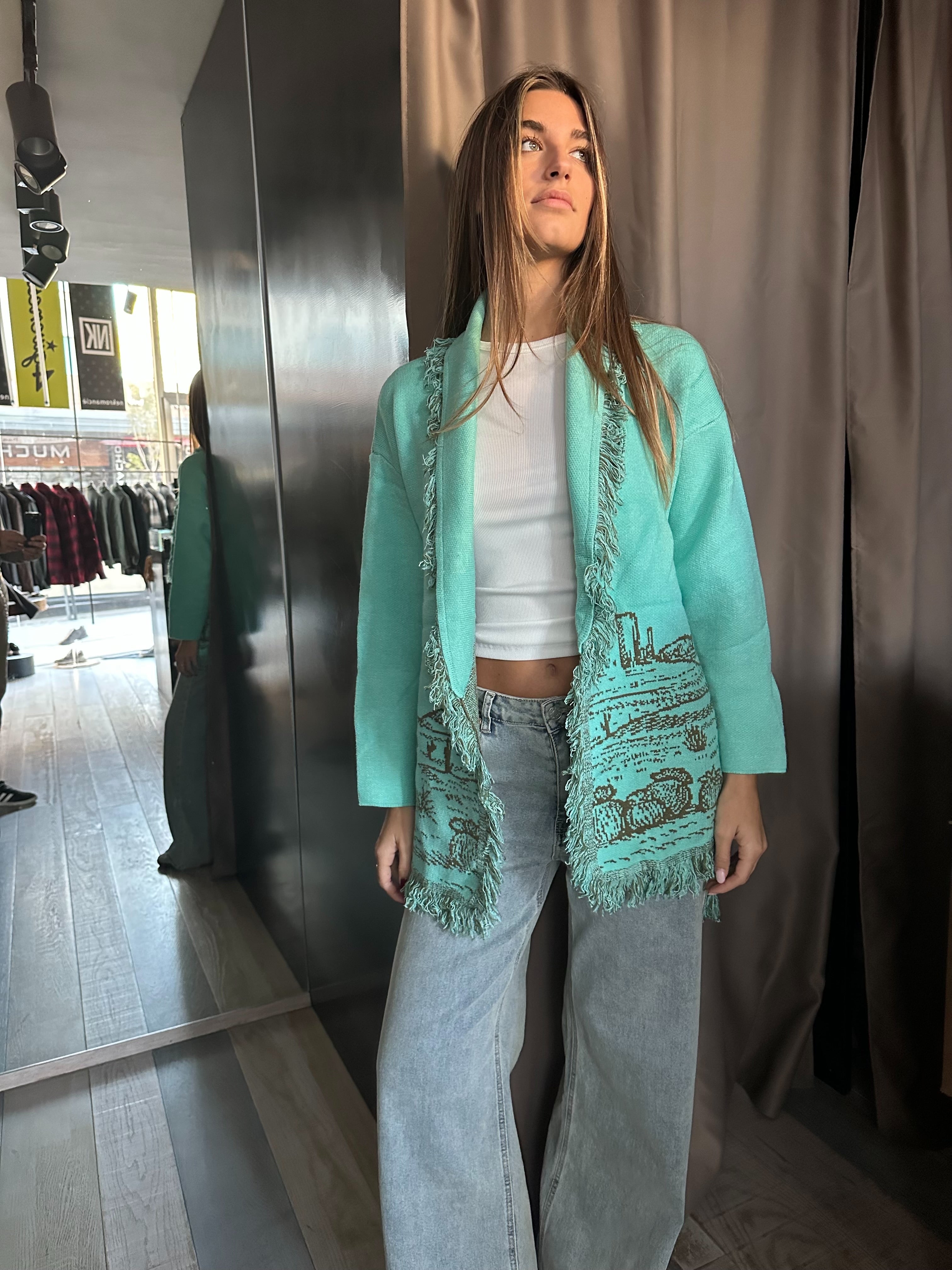 Cardigan Cactus Verde Acqua