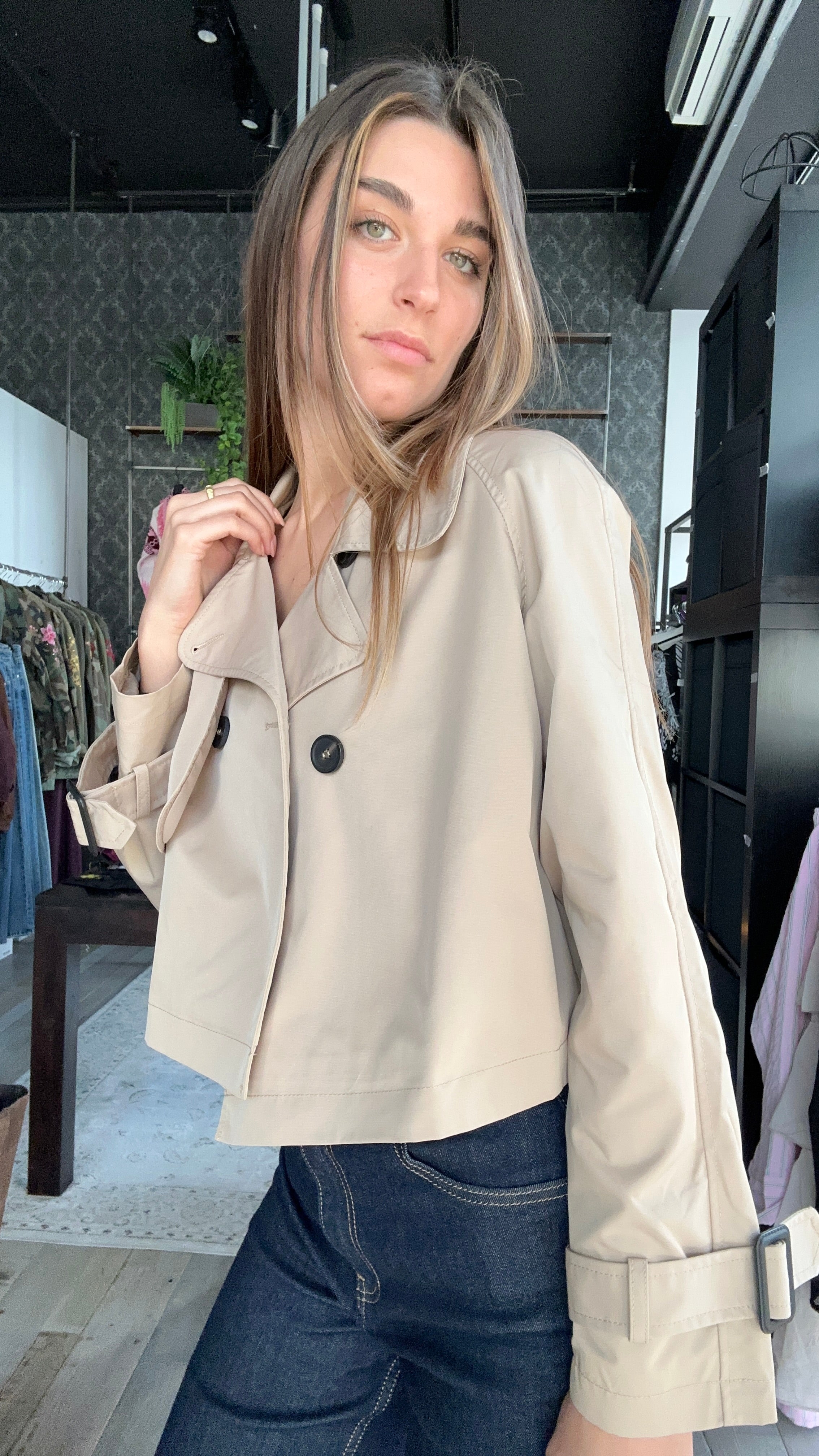Giacca Trench crop Beije