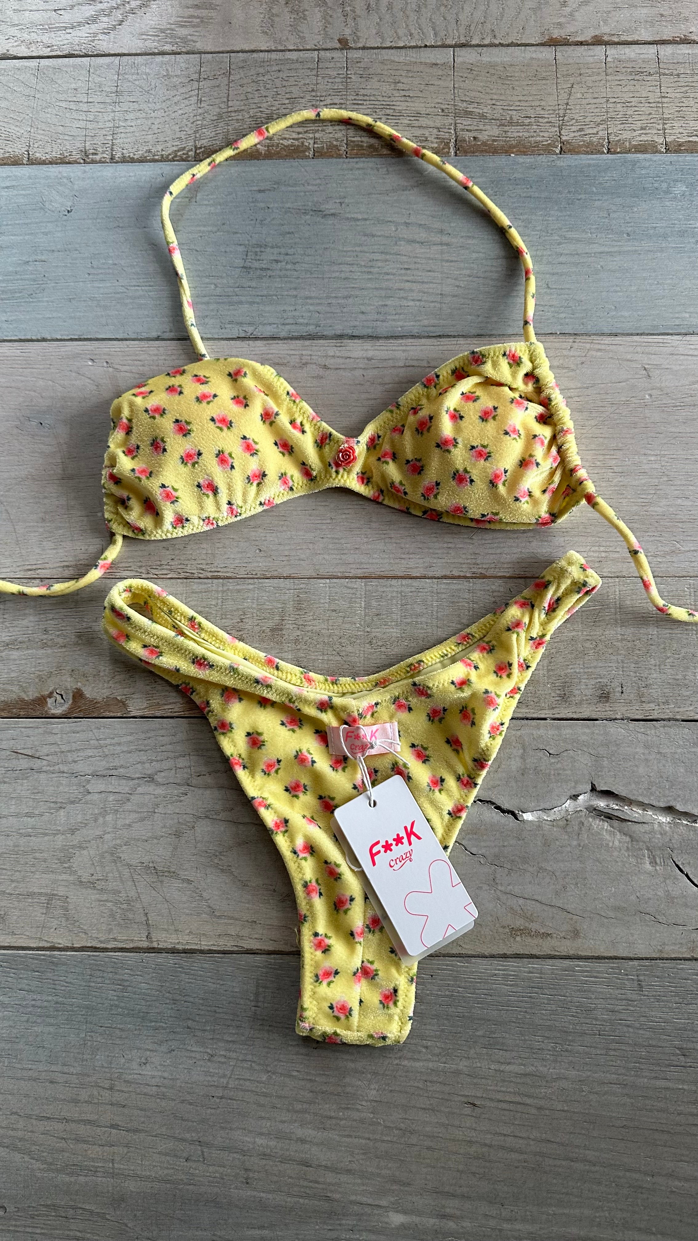Fascia in Ciniglia Fiori Giallo Pastello