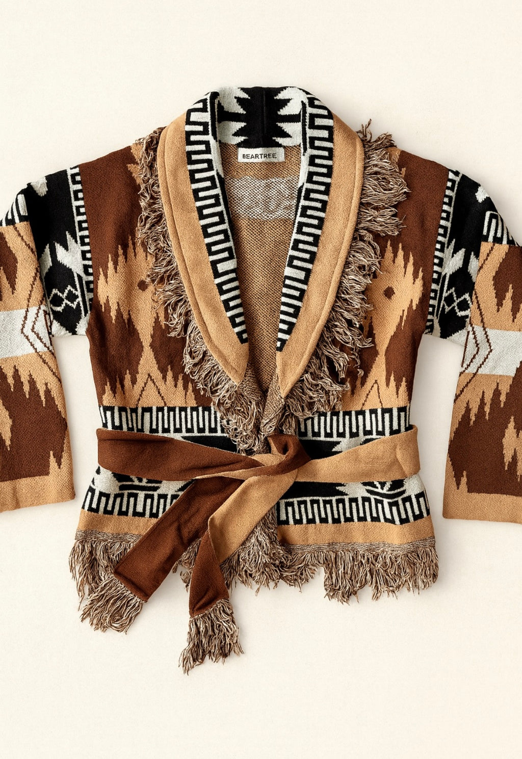 Cardigan Crop Azteco Marrone