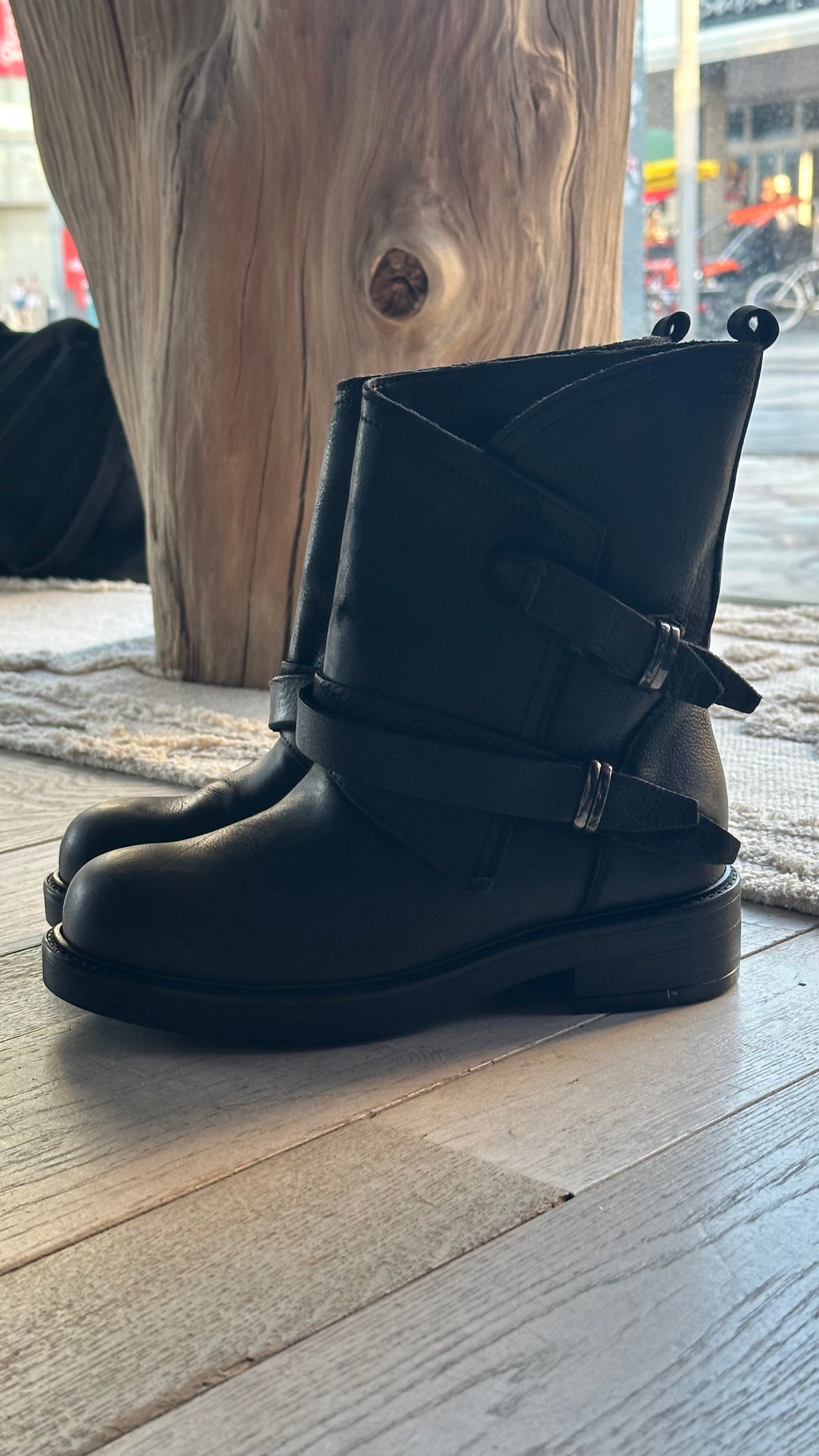 Stivale Biker Nabuk in pelle nera