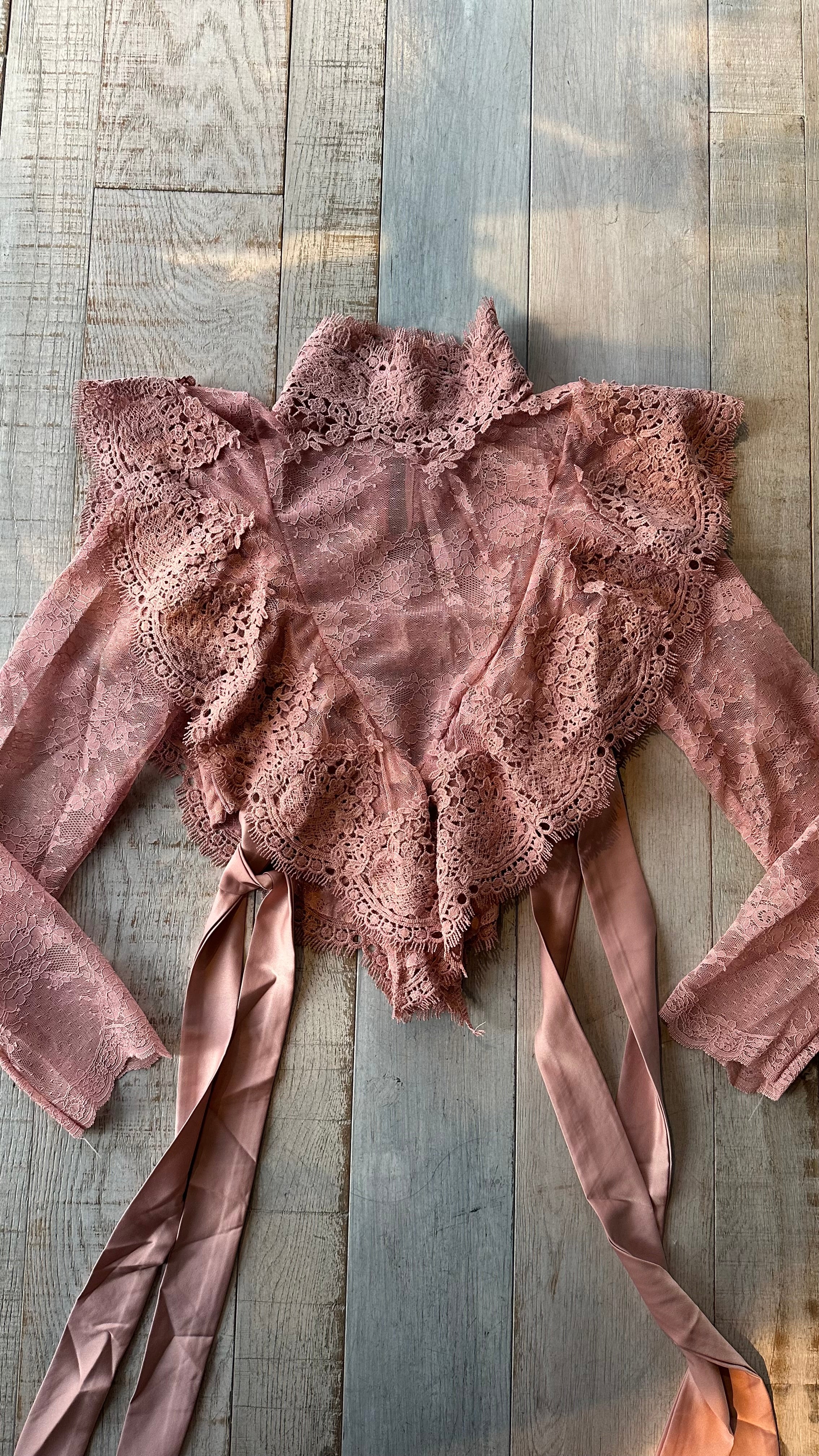 Camicia Top in Pizzo Rosa Antico « Concubine »
