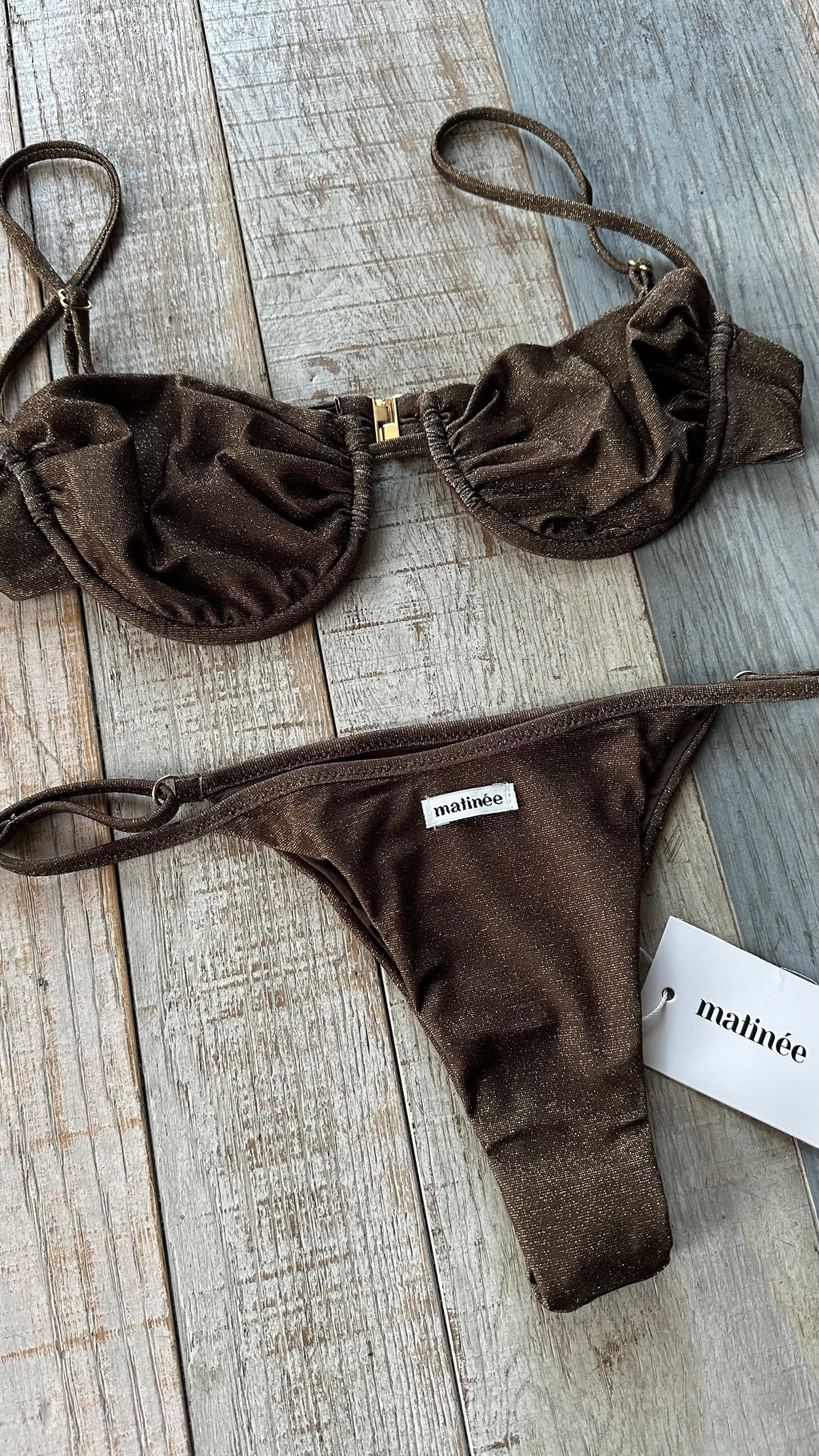 Bikini Balconcino Marina Lurex Marrone