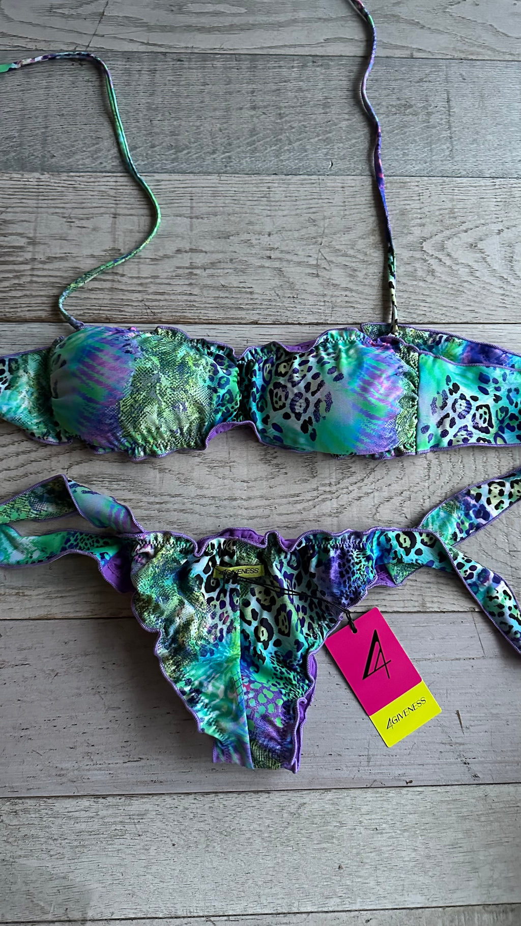 Bikini Fascia Leopardato Verde