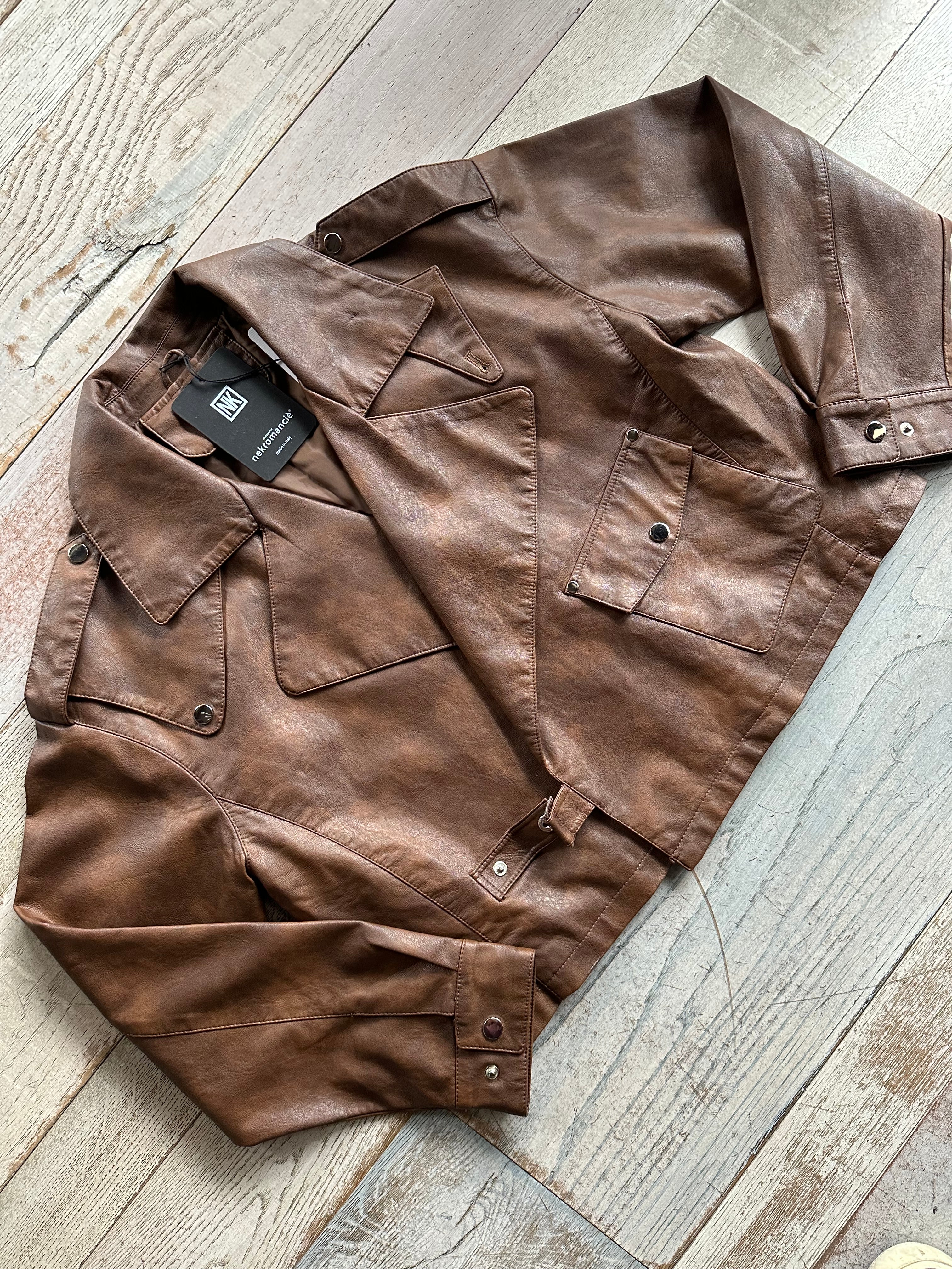 Giacca Ecopelle Marrone taglio vivo