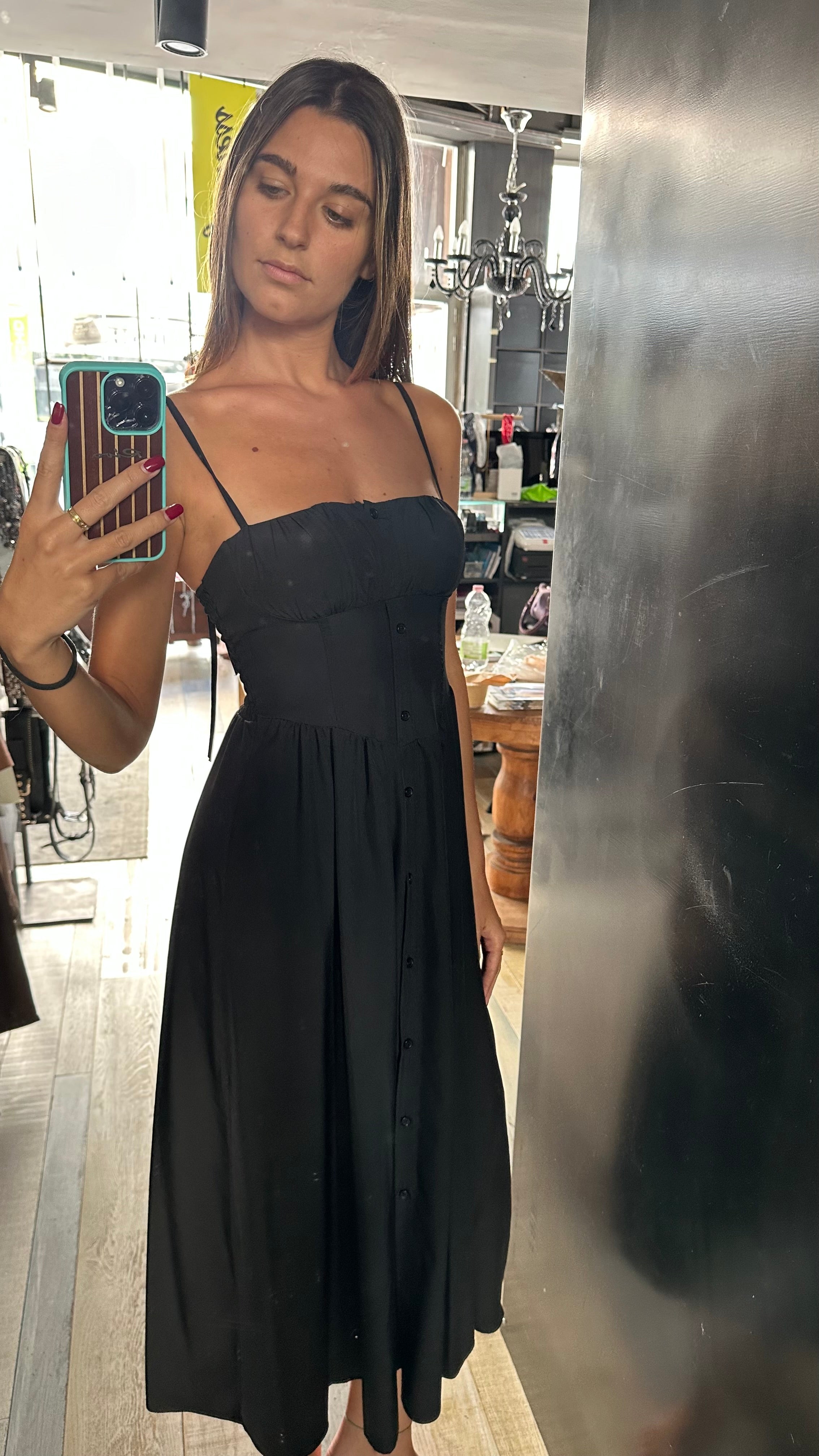 Abito Midi a Bustier Nero