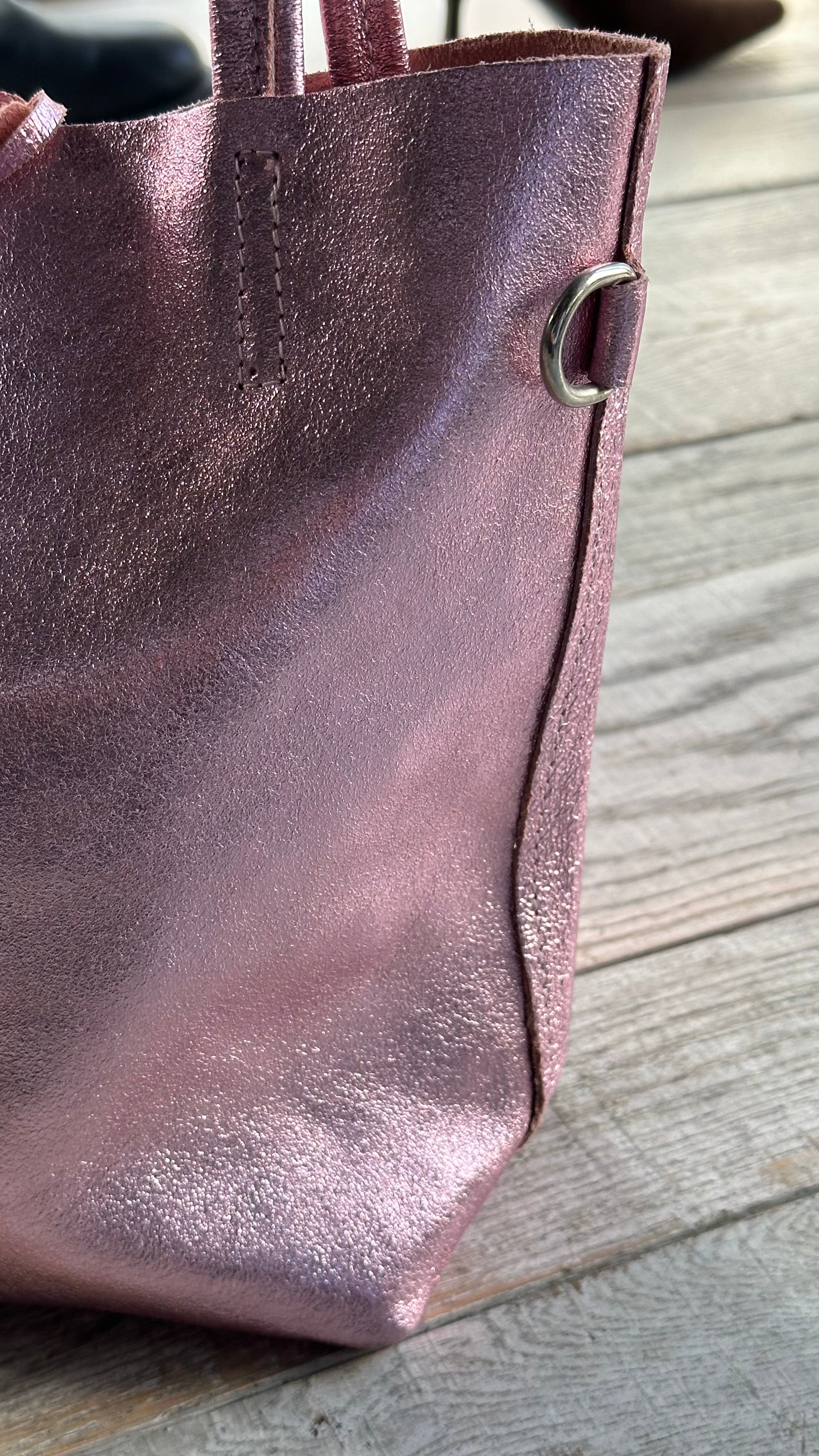 Secchiello in vera pelle Laminata Rosa
