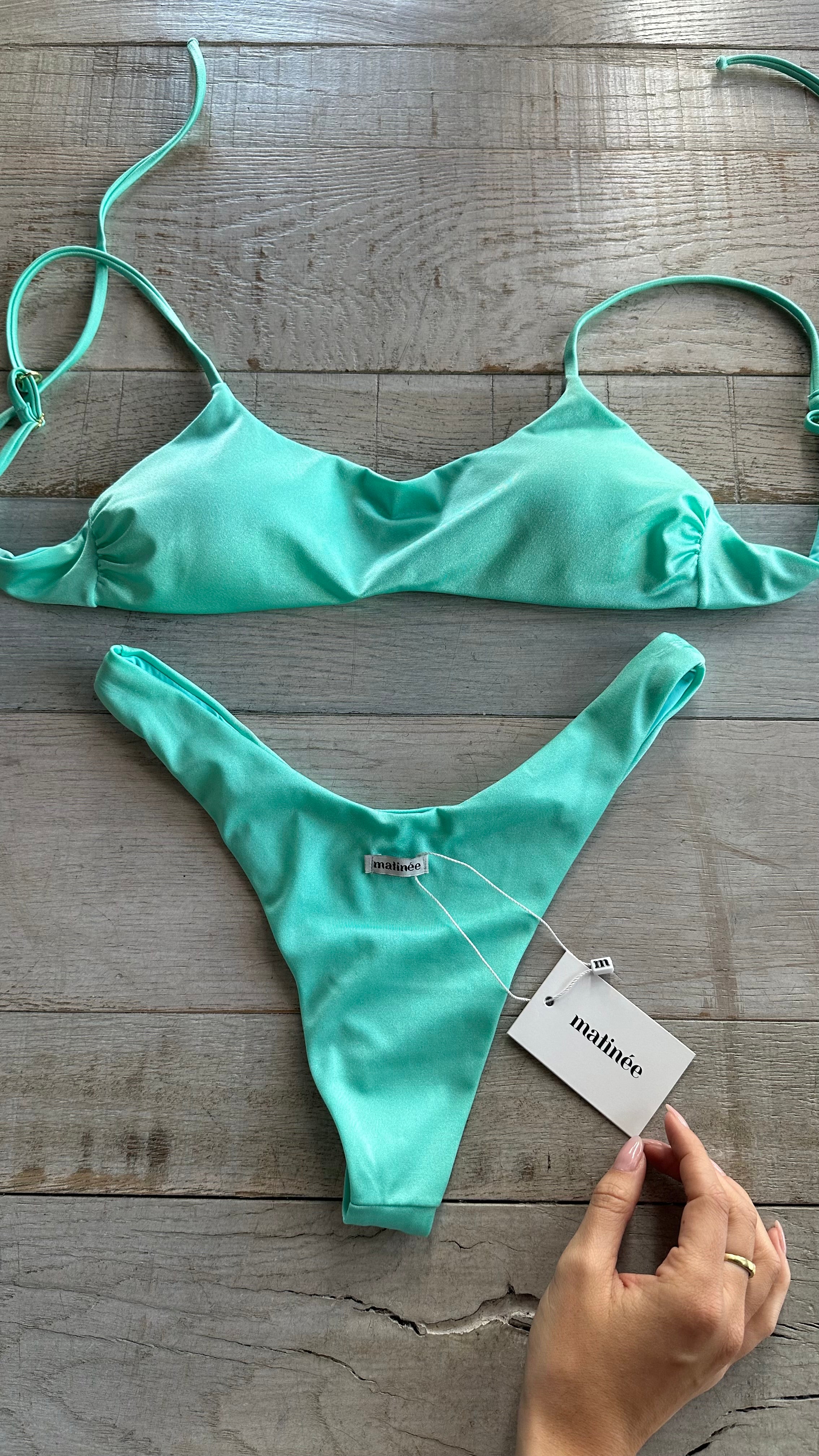 Bikini Top in Lycra Lucida Tiffany Verde Acqua