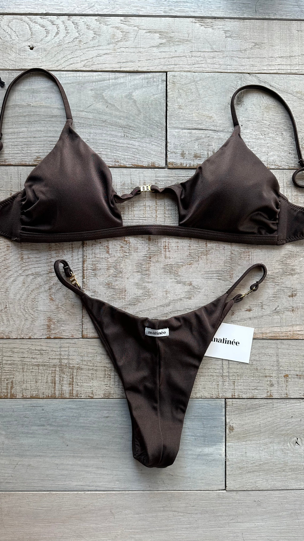 Bikini Top Gancio Taylor Lycra Lucida Marrone seppia