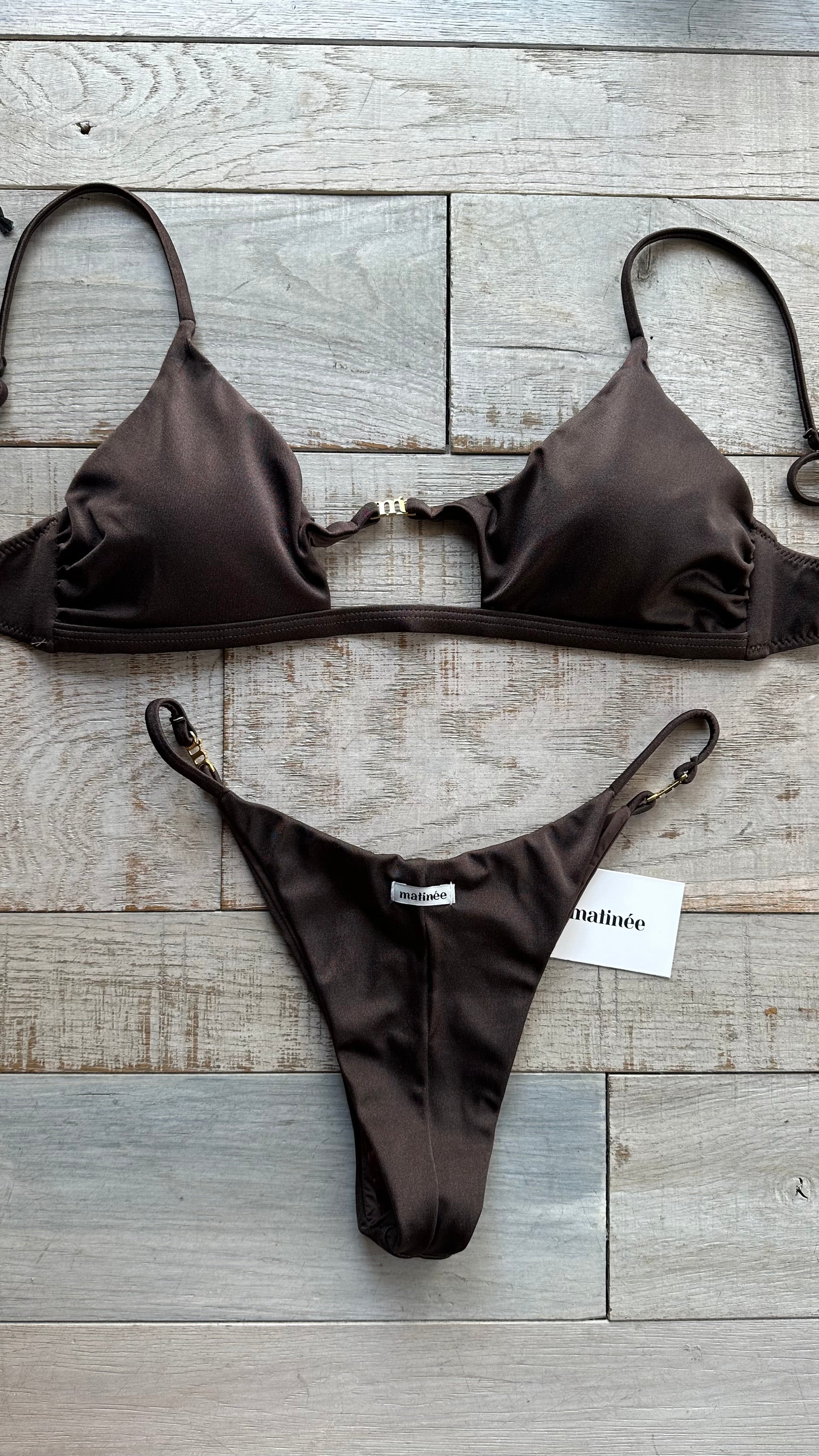 Bikini Top Gancio Taylor Lycra Lucida Marrone seppia