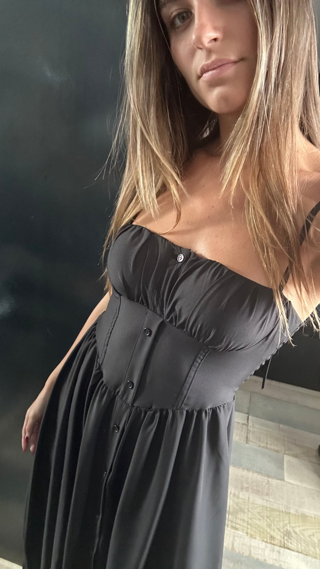 Abito Midi a Bustier Nero