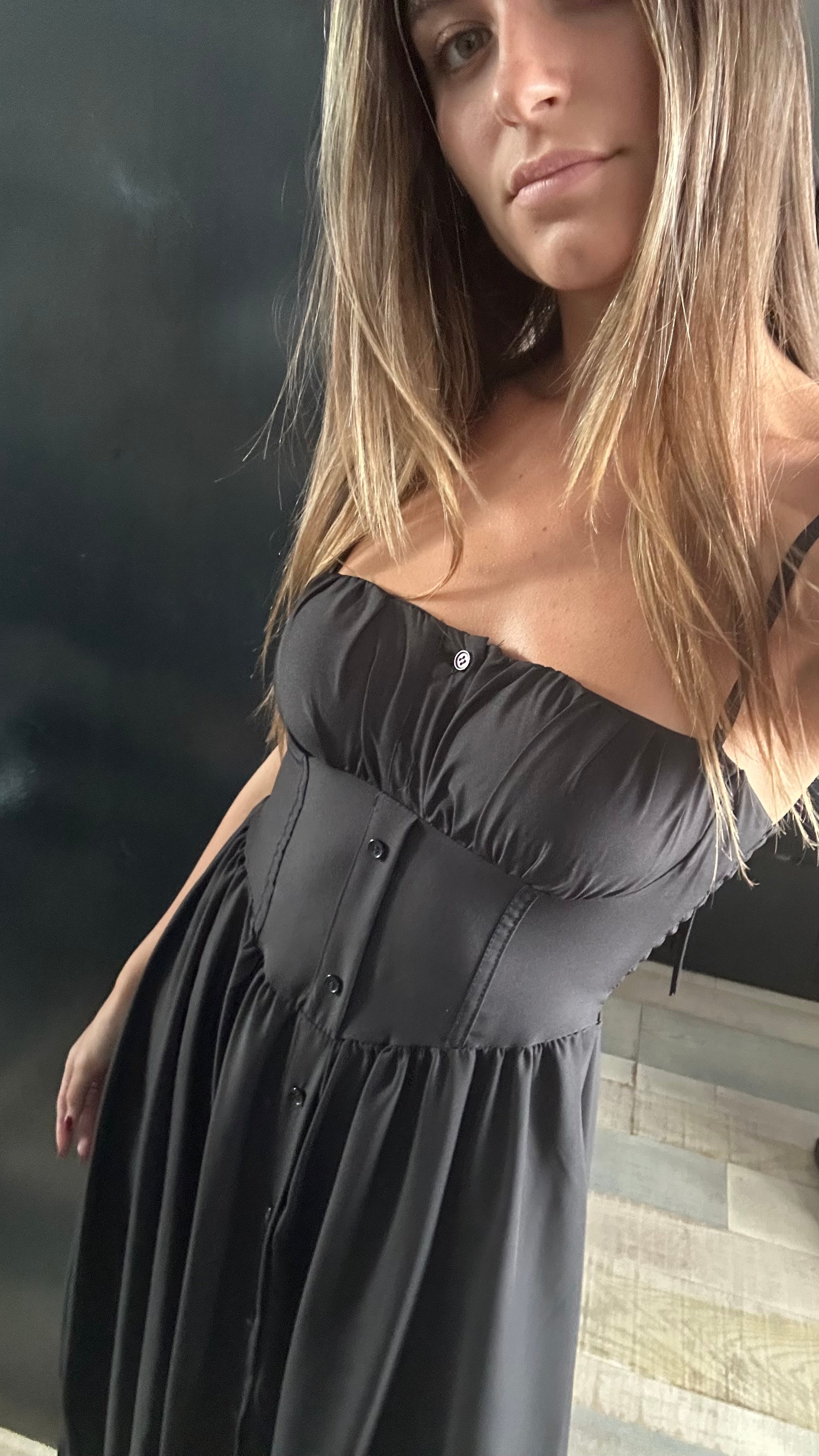 Abito Midi a Bustier Nero