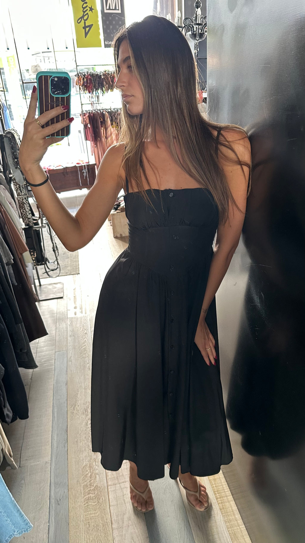 Abito Midi a Bustier Nero