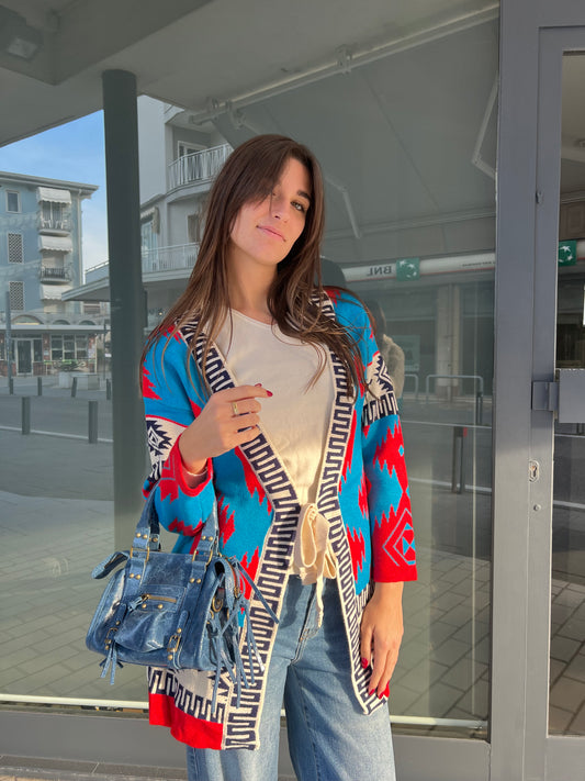 Cardigan Azteco Rosso