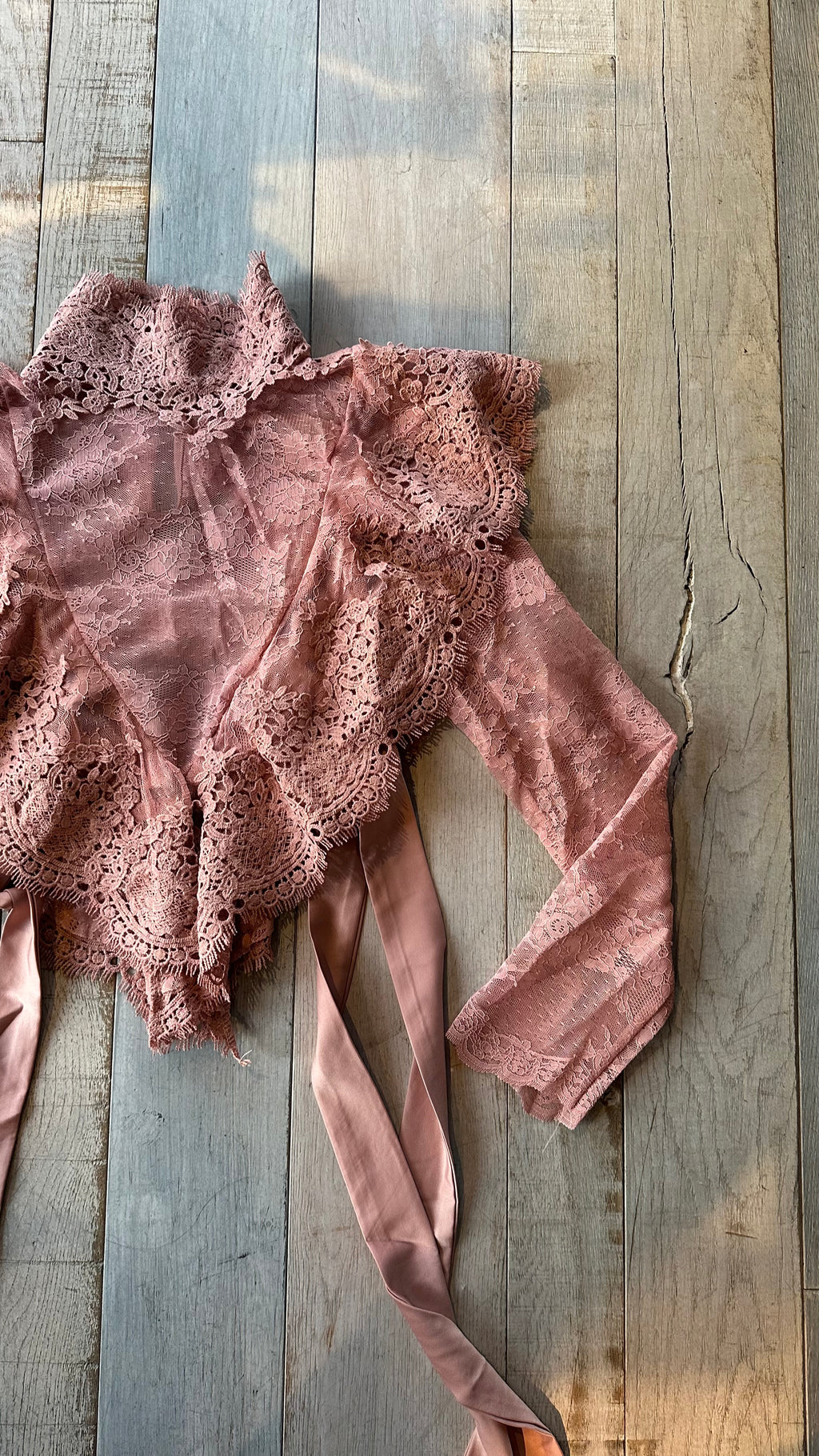 Camicia Top in Pizzo Rosa Antico « Concubine »