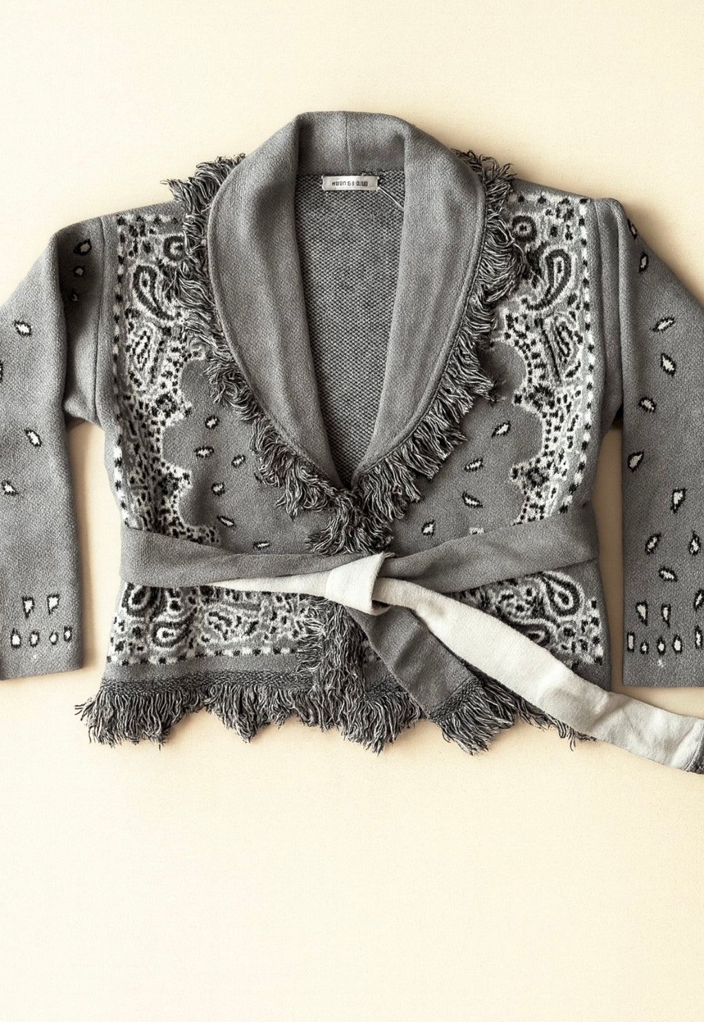 Cardigan Crop Bandana Grigio