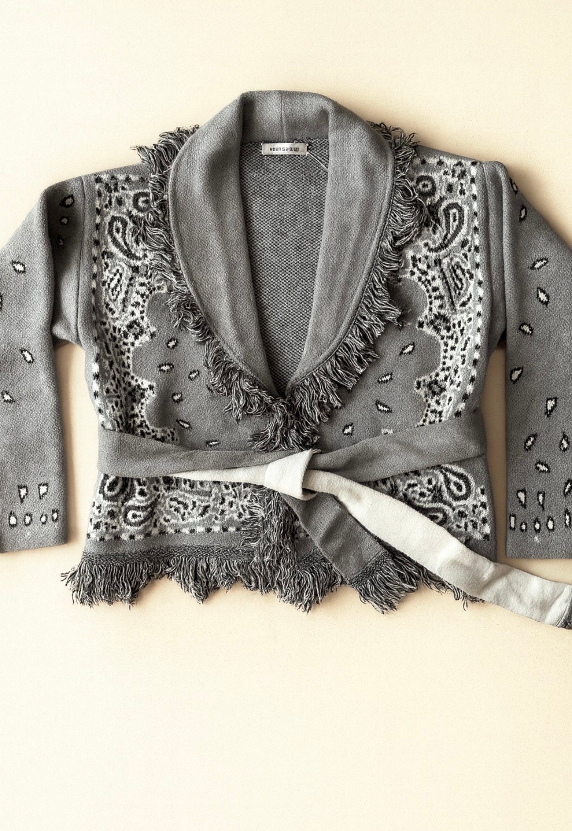 Cardigan Crop Bandana Grigio