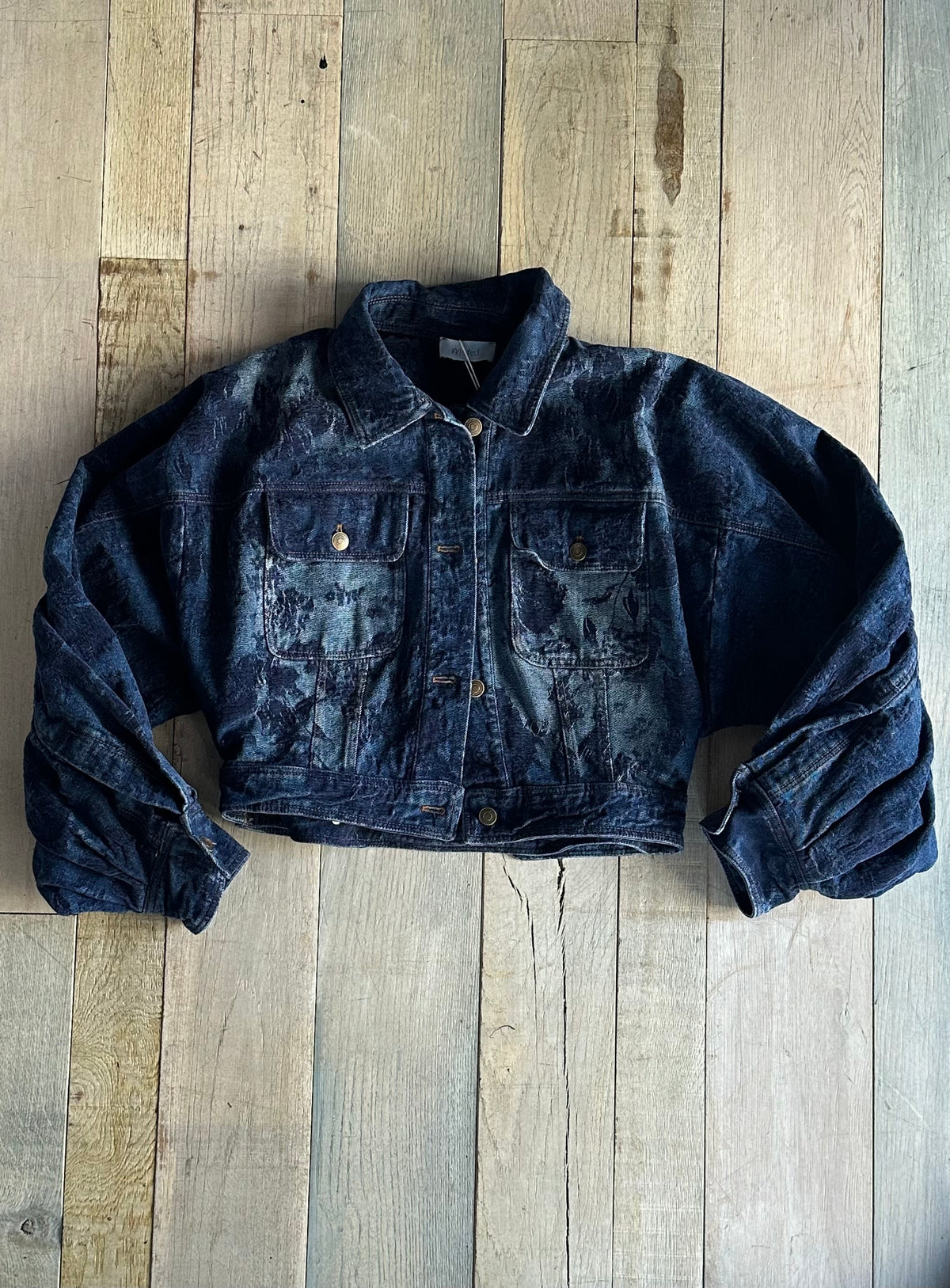 Giacca Crop in Denim e Velluto Blu «Blue Navy»