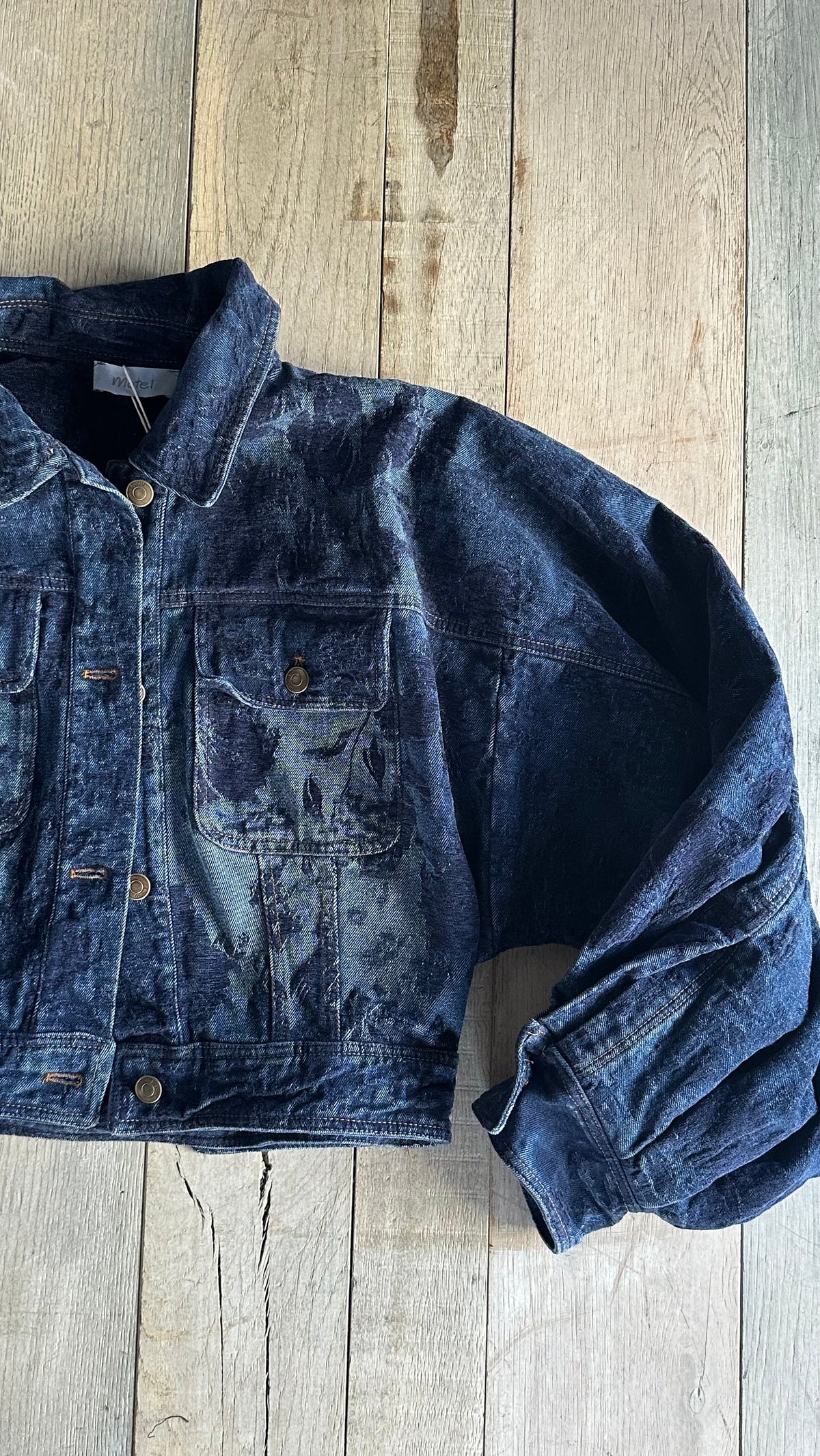 Giacca Crop in Denim e Velluto Blu «Blue Navy»
