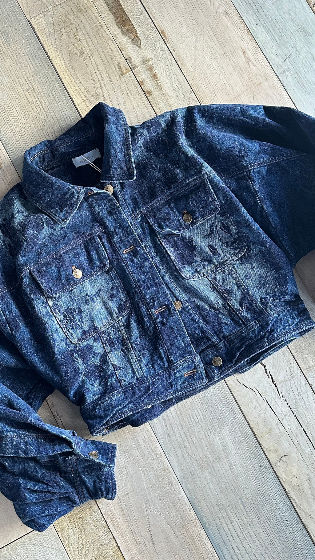 Giacca Crop in Denim e Velluto Blu «Blue Navy»