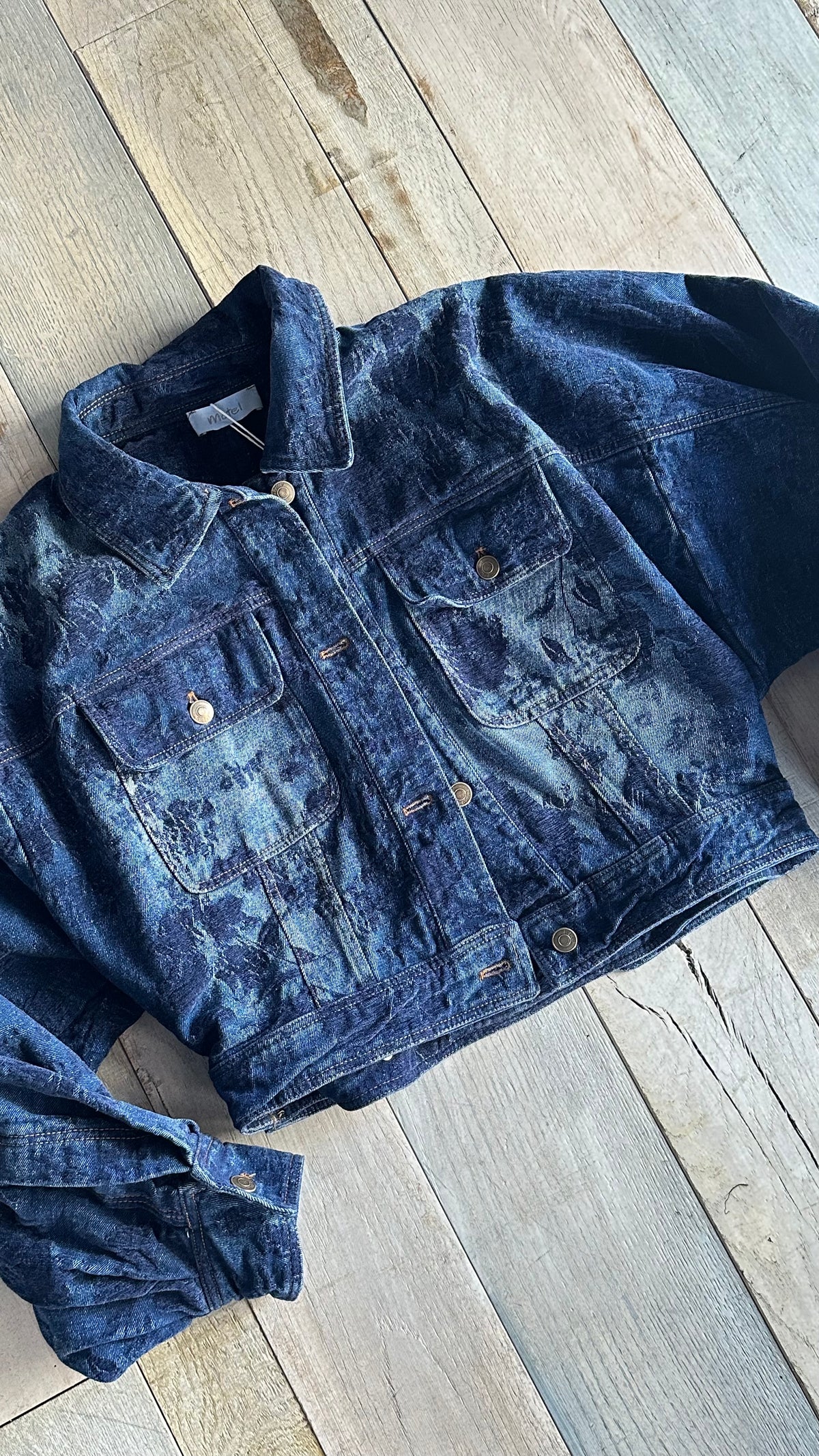 Giacca Crop in Denim e Velluto Blu «Blue Navy»