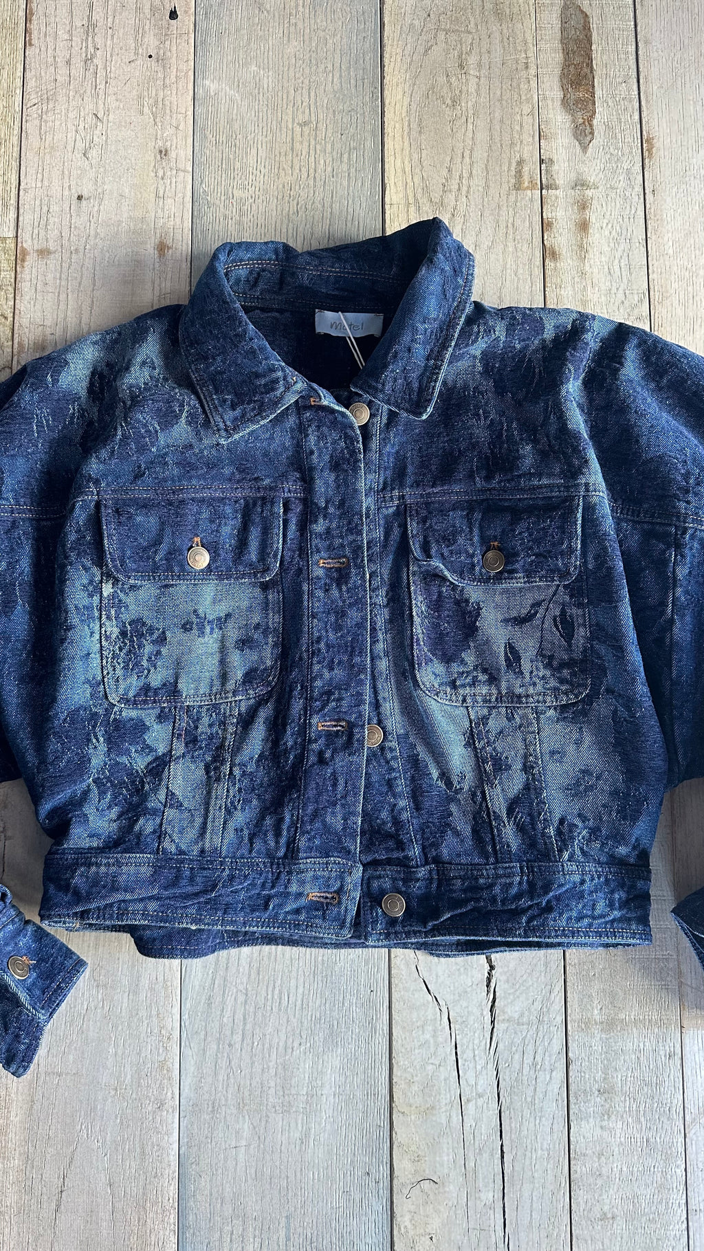 Giacca Crop in Denim e Velluto Blu «Blue Navy»