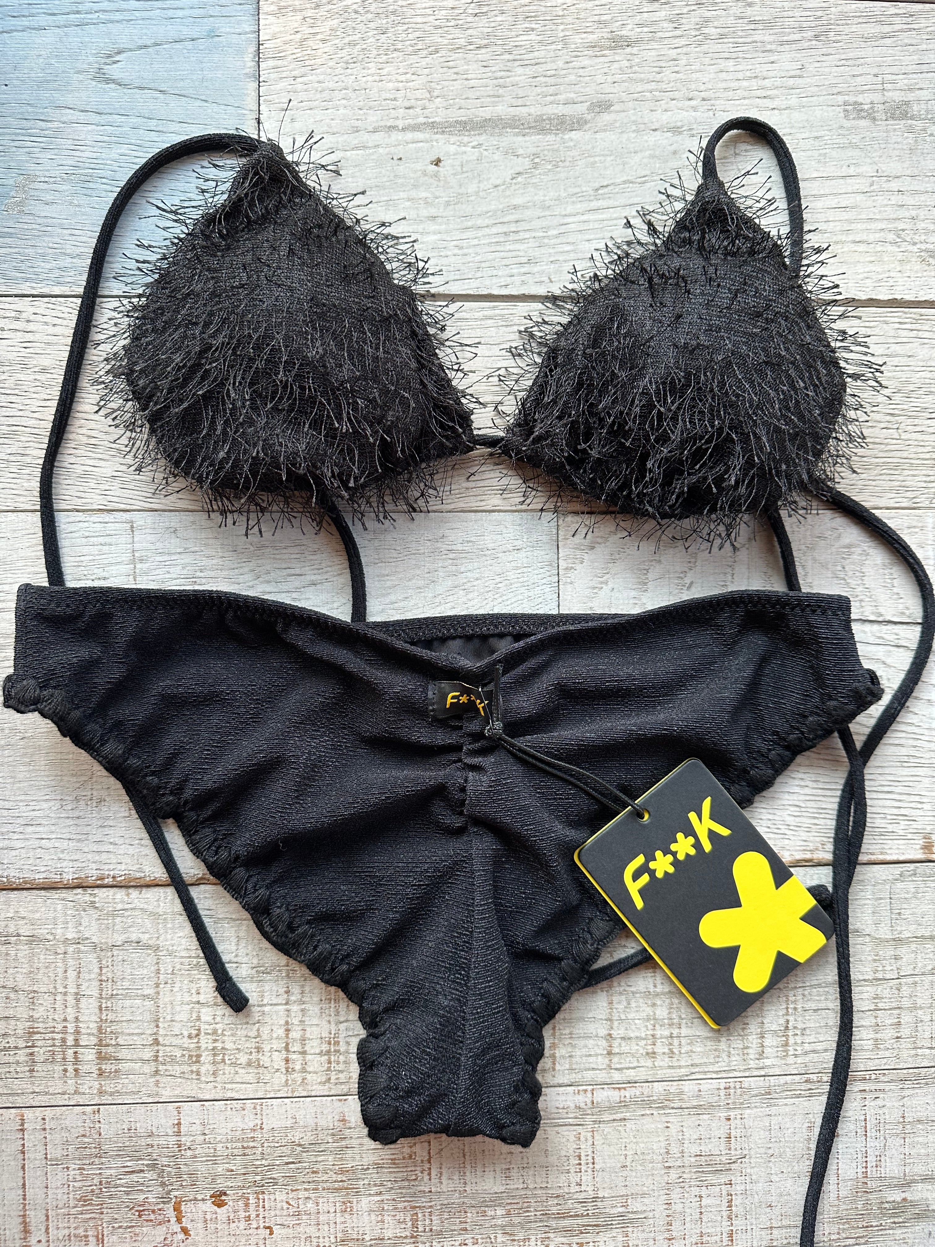 Triangolo Frange nero slip unito
