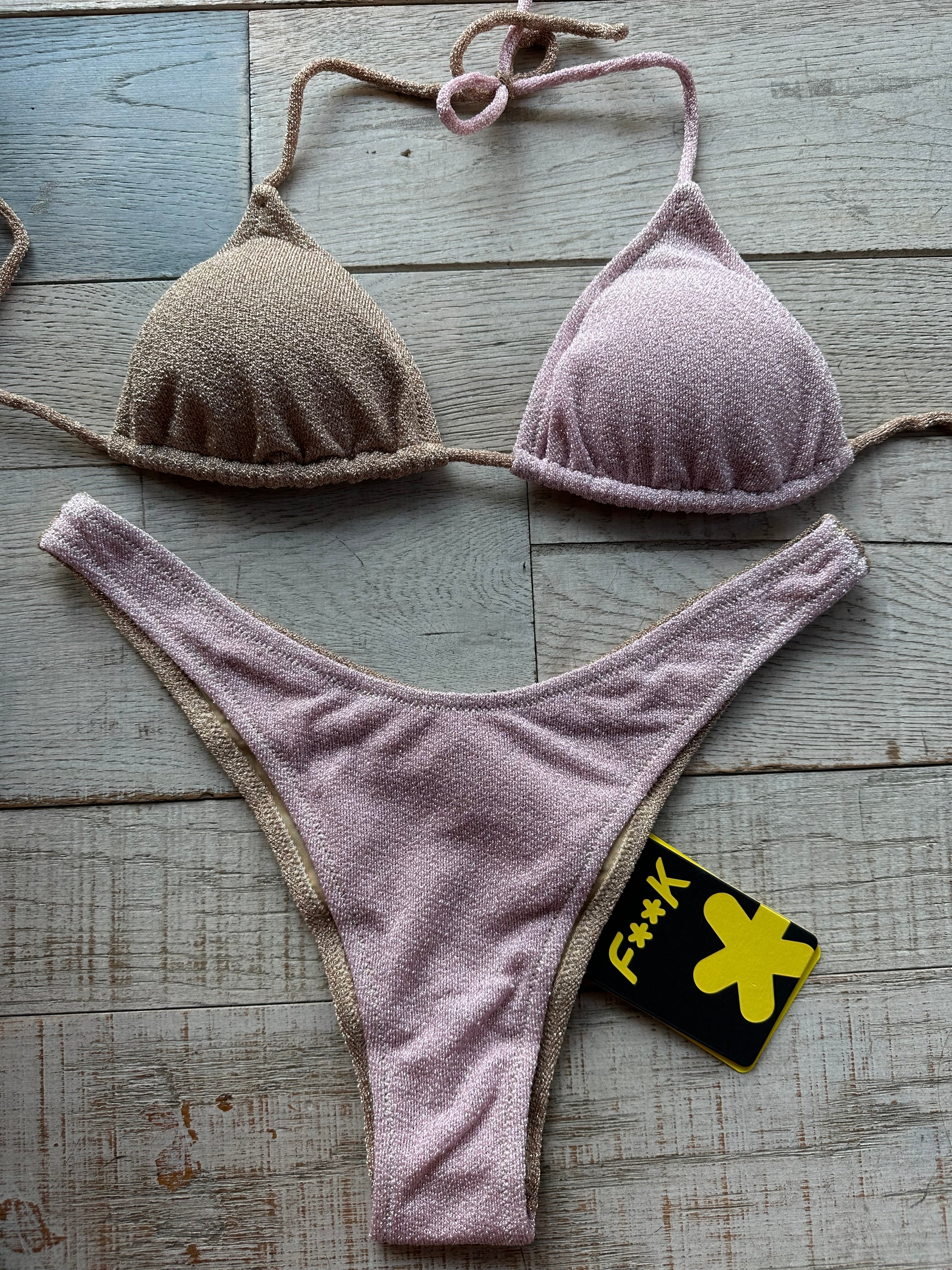Triangolo Lurex Bicolor Oro Rosa