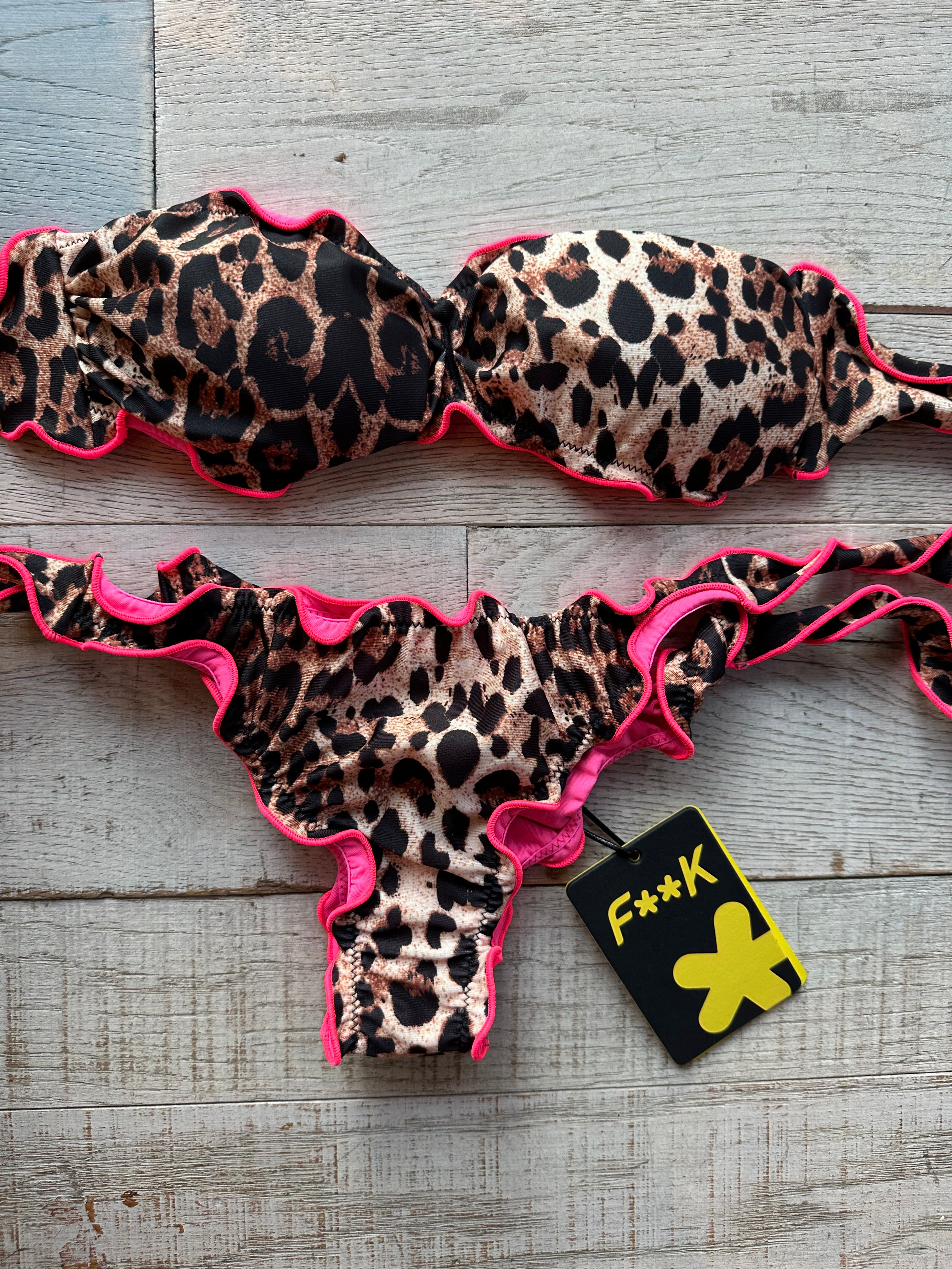 Bikini Fascia Frou Frou Leopardato fondo Fucsia