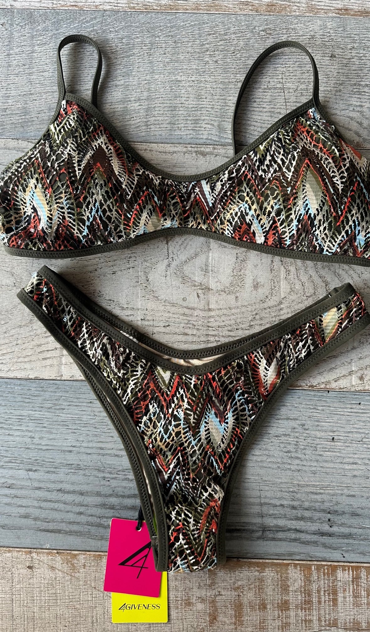 Bikini Top Militare Zig Zag