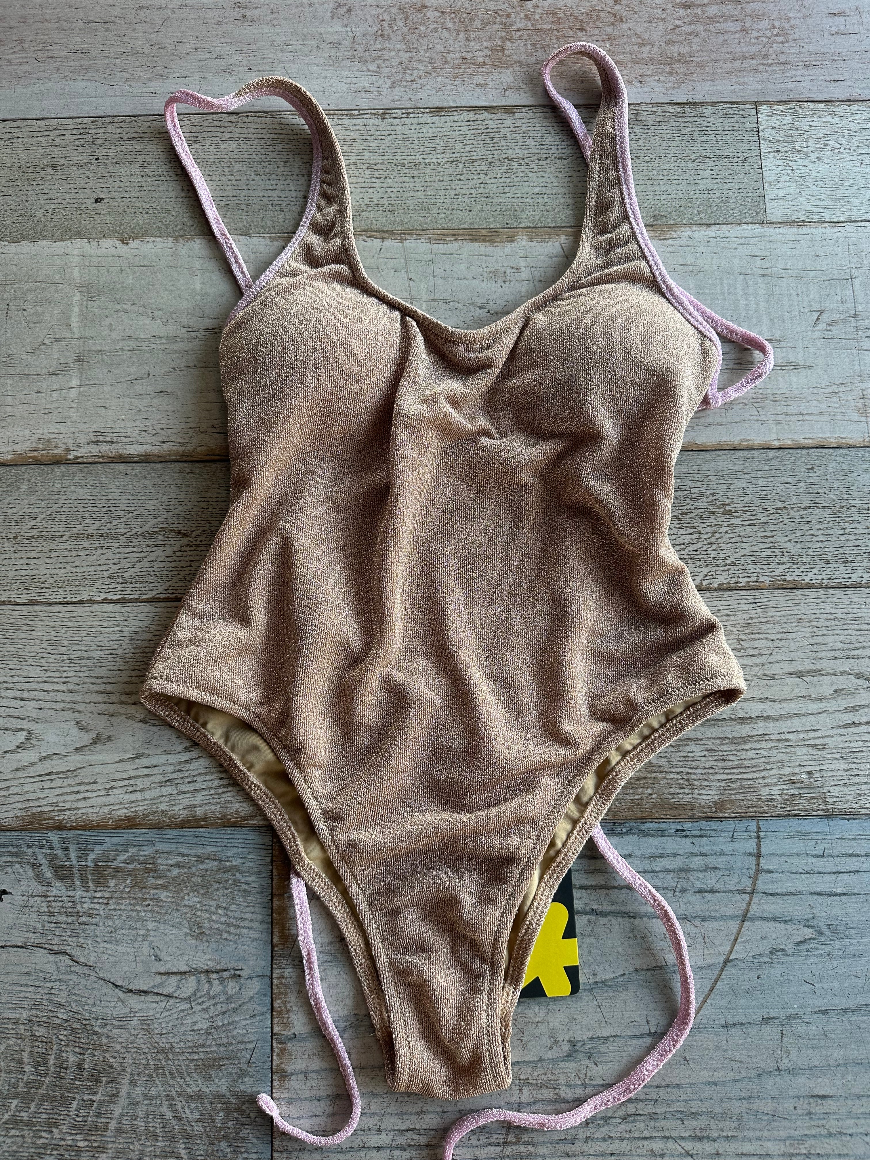 Bikini Intero Lurex Bicolor Oro Rosa