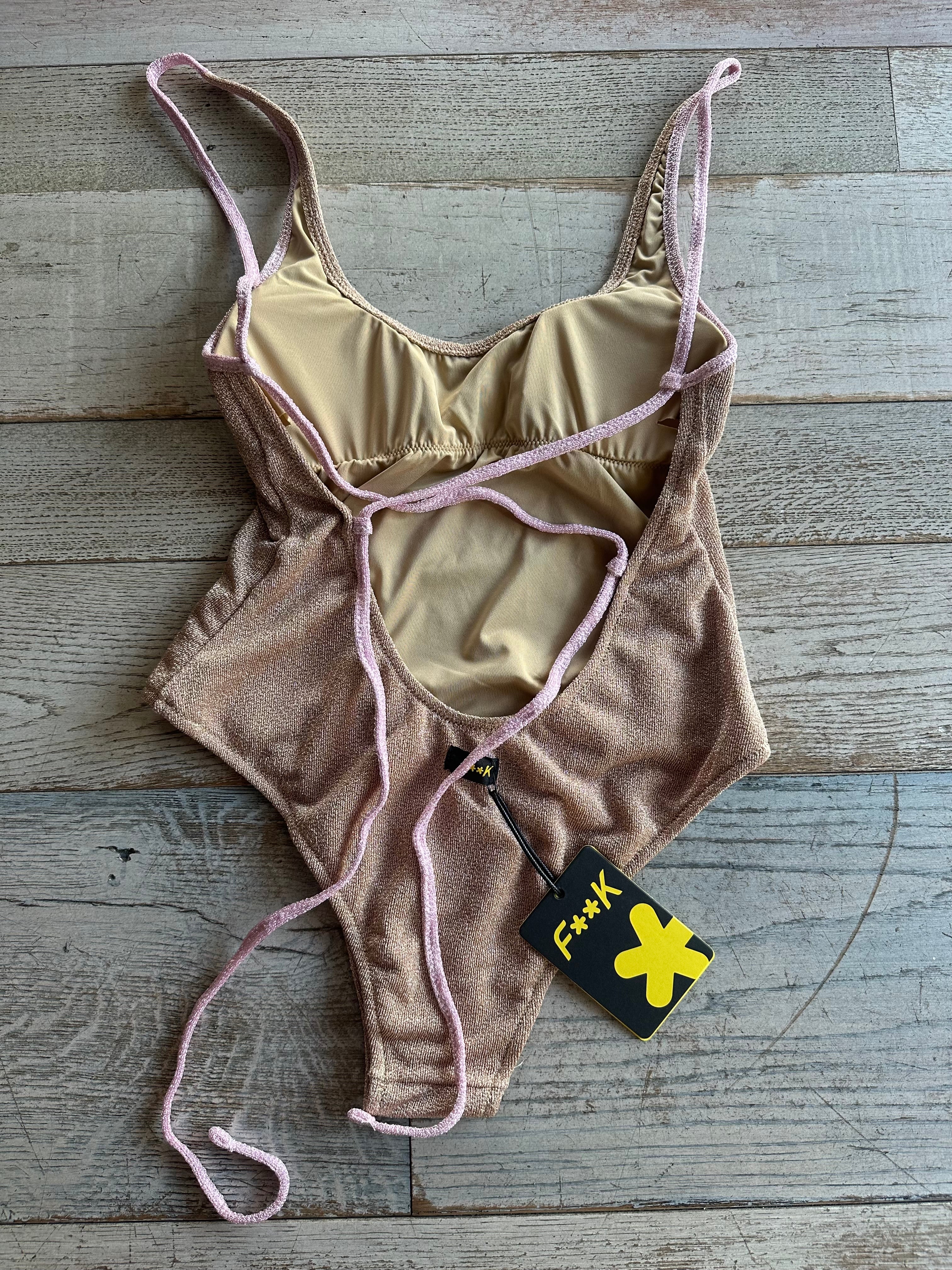 Bikini Intero Lurex Bicolor Oro Rosa