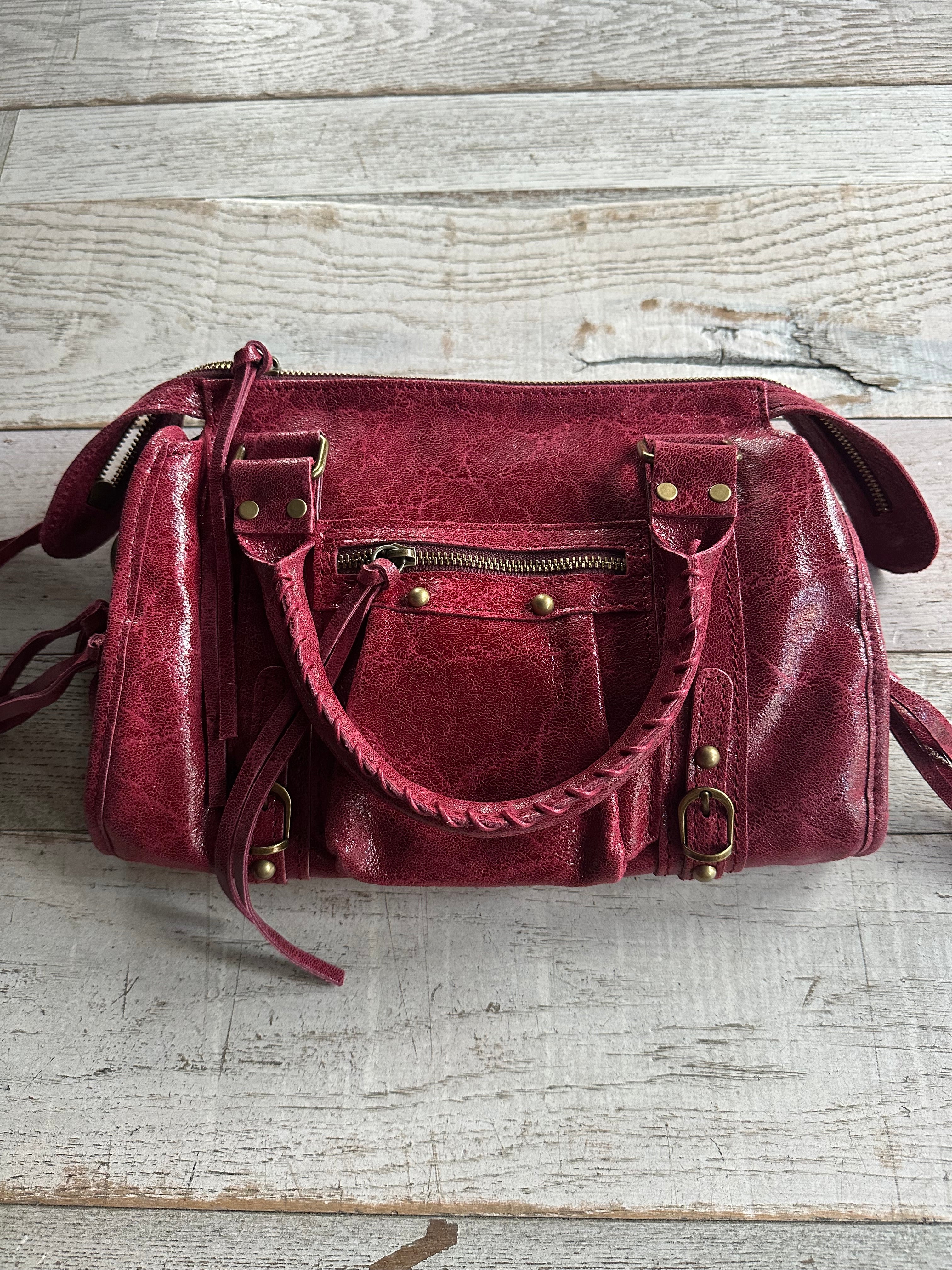 Borsa In Pelle Bordeaux Con Borchie Bronzo