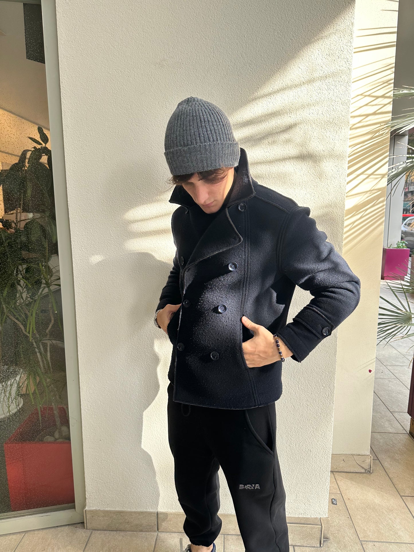 Cappotto Doppio-Petto in lana cotta