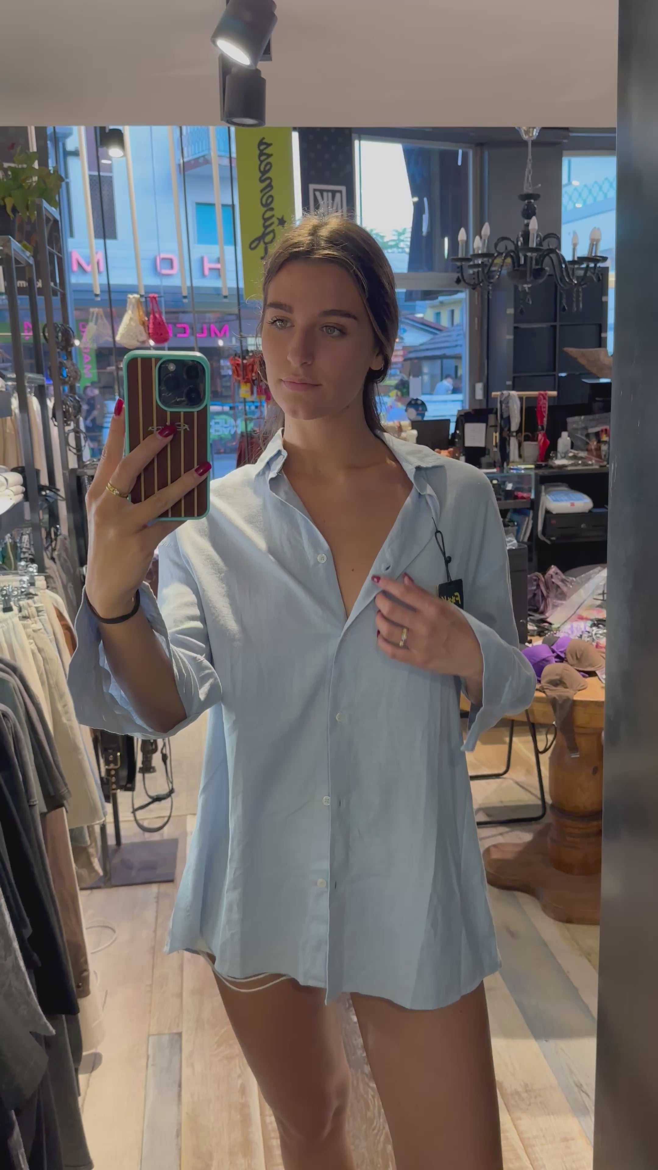 Camicia Oversize in Lino color Azzurro