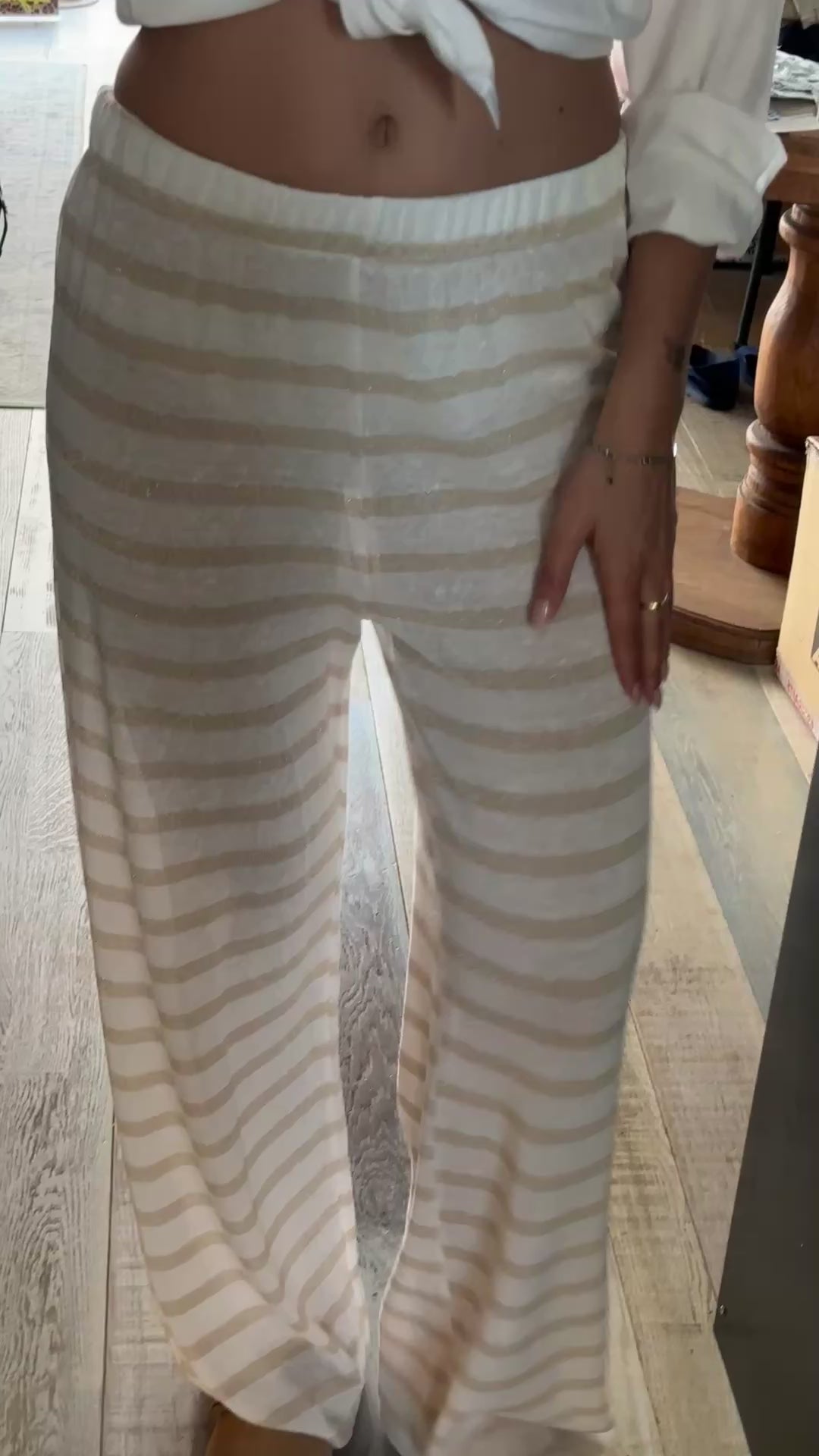 Pantalone Riga in Lino Beije