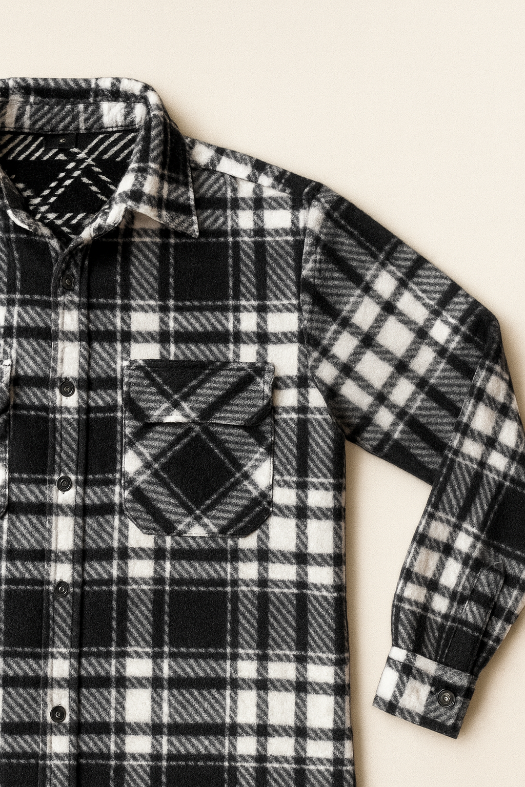 Giacca Camicia Tartan Bianco e Nero