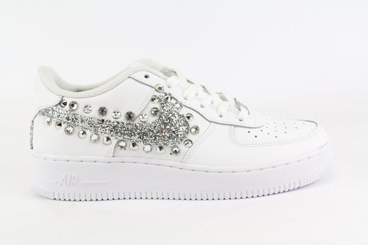 NIKE AIR FORCE GLITTER ARGENTO BORCHIE STRASS