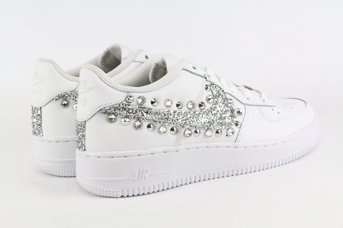 NIKE AIR FORCE GLITTER ARGENTO BORCHIE STRASS